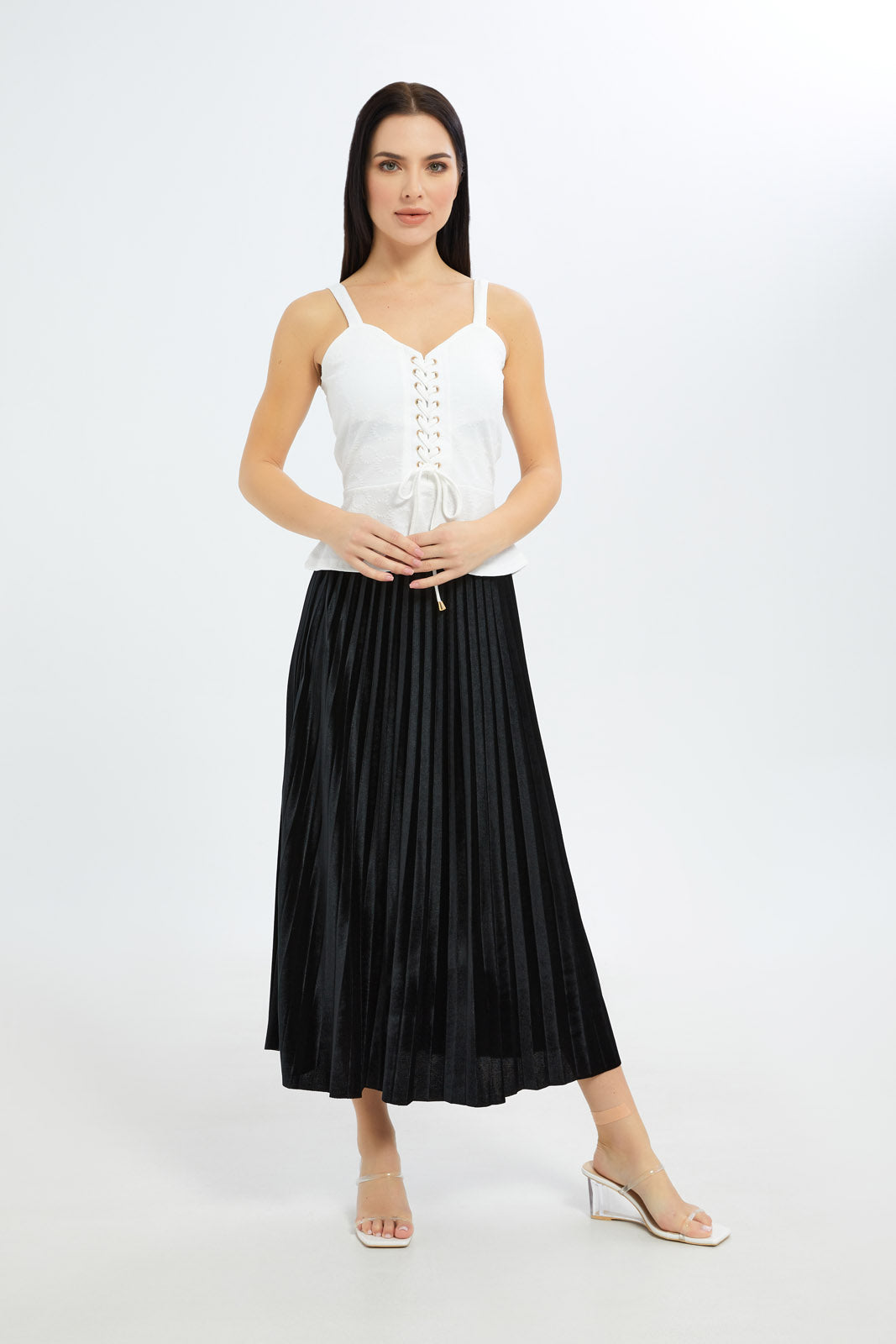 Redtag-Women-Black-Pleated-Skirt-Category:Skirts,-Colour:Black,-Deals:New-In,-Filter:Women's-Clothing,-H1:LWR,-H2:LEC,-H3:SKT,-H4:CAK,-LEC,-LEC-Skirts,-New-In-LEC-APL,-Non-Sale,-S23C,-Season:S23C,-Section:Women-Women's-
