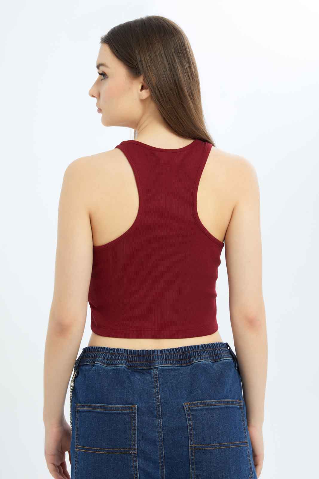 Redtag-Women-Rhubarb-Rib-Cropped-Vest-Category:Vests,-CHA,-Colour:Red,-Deals:New-In,-Filter:Women's-Clothing,-KSH,-New-In-Women-APL,-Non-Sale,-S23B,-Section:Women,-Women-Vests-Women's-