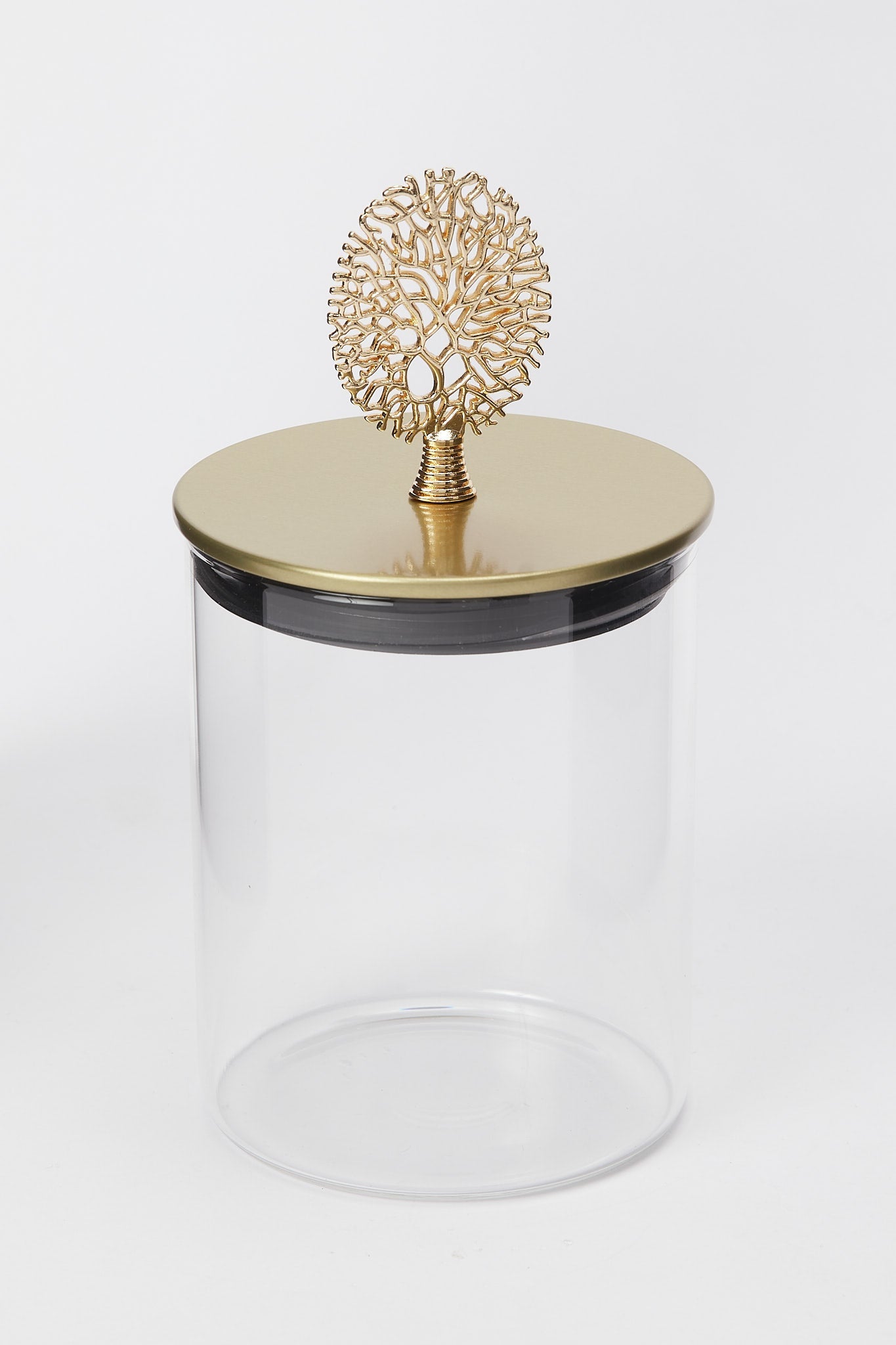 Redtag-Gold-Borosilicate-Glass-Jar-With-Metal-Lid-(Small)-Category:Bakeware,-Colour:Gold,-Deals:New-In,-Filter:Home-Dining,-H1:HMW,-H2:DIN,-H3:STO,-H4:STG,-HMW-DIN-Storage,-New-In-HMW-DIN,-Non-Sale,-Promo:RIVA,-S23B,-Season:S23B,-Section:Homewares,-Style:CANISTER-Home-Dining-