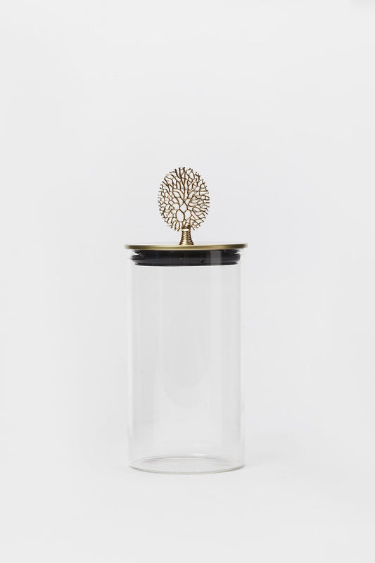 Redtag-Gold-Borosilicate-Glass-Jar-With-Metal-Lid-(Medium)-Category:Bakeware,-Colour:Gold,-Deals:New-In,-Filter:Home-Dining,-H1:HMW,-H2:DIN,-H3:STO,-H4:STG,-HMW-DIN-Storage,-New-In-HMW-DIN,-Non-Sale,-Promo:RIVA,-S23B,-Season:S23B,-Section:Homewares,-Style:CANISTER-Home-Dining-