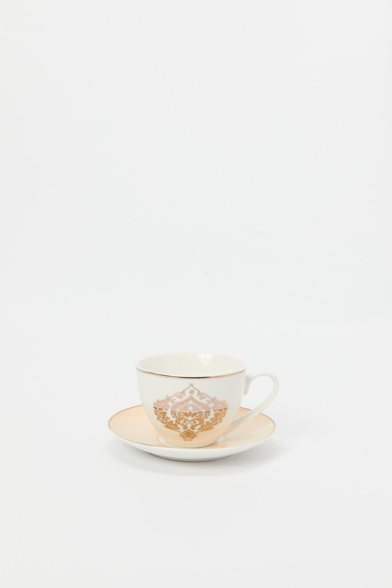 Redtag-Gold-Floral-Cup-And-Saucer-Set-(4-Piece)-Category:Cups-&-Mugs,-Colour:Gold,-Deals:New-In,-Filter:Home-Dining,-H1:HMW,-H2:DIN,-H3:CRC,-H4:CCS,-HMW-DIN-Crockery,-New-In-HMW-DIN,-Non-Sale,-Packs,-Promo:JULIETTE,-RMD,-S23B,-Season:S23B,-Section:Homewares,-Set:Set-of-4,-Style:TEA-SETS-Home-Dining-