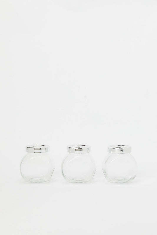 Redtag-Glass-Spice-Jar-Set-(3-Piece)-Category:Canisters-And-Jars,-Colour:White,-Deals:New-In,-Filter:Home-Dining,-H1:HMW,-H2:DIN,-H3:STO,-H4:STG,-HMW-DIN-Storage,-New-In-HMW-DIN,-Non-Sale,-Packs,-S23C,-Season:S23C,-Section:Homewares,-Set:Set-of-3,-Style:CANISTER-SET-Home-Dining-
