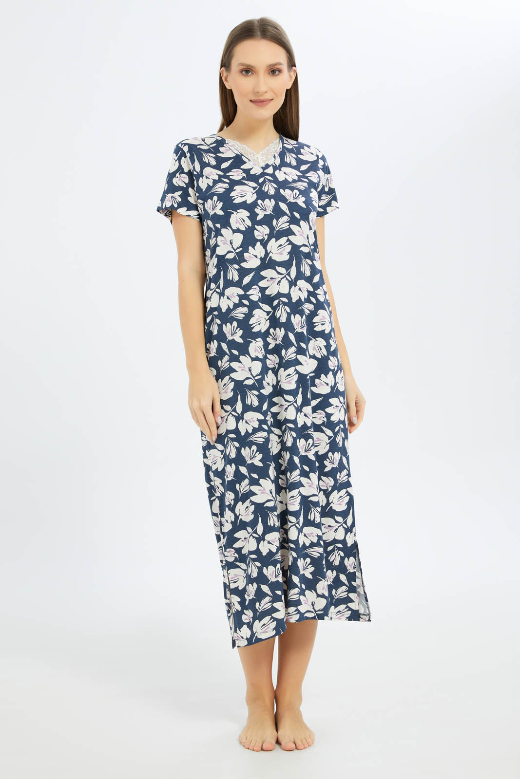 Redtag-Women-Assorted-Aop-Short-Sleeves-Nightgown-Category:Nightgowns,-Colour:Assorted,-Deals:New-In,-Filter:Women's-Clothing,-New-In-Women-APL,-Non-Sale,-S23B,-Section:Women,-Women-Nightgowns--