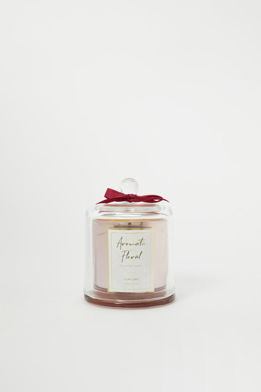 Redtag-Pink-Glass-Scented-Bell-Jar-Candle-With-Ribbon-Category:Candles,-Colour:Pink,-Deals:New-In,-Event:,-Filter:Home-Decor,-H1:HMW,-H2:HOM,-H3:CNF,-H4:CAN,-HMW-HOM-Candle-&-Fragrances,-New-In-HMW-HOM,-Non-Sale,-Promo:STELLA,-RMD,-S23B,-Season:S23B,-Section:Homewares,-Style:SCENTED-CANDLE-Home-Decor-