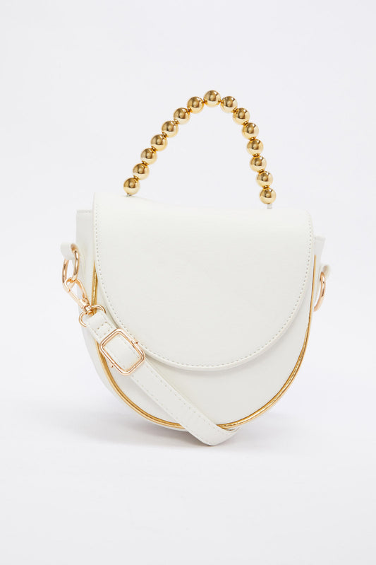 Redtag-White-Saddle-With-Gold-Beads-Embellished-Crossbody-Bag-Category:Bags,-Colour:White,-Filter:Women's-Accessories,-New-In,-New-In-Women-ACC,-Non-Sale,-RMD,-S23B,-Section:Women,-Women-Bags-Women-