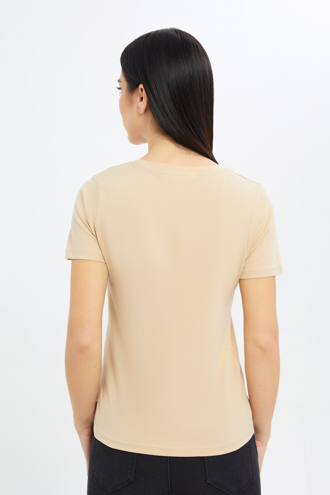 Redtag-Women-Beige-Line-Art-Graphic-Tee-Category:T-Shirts,-Colour:Beige,-Deals:New-In,-Filter:Women's-Clothing,-H1:LWR,-H2:LAD,-H3:TSH,-H4:CAT,-KSH,-New-In-Women-APL,-Non-Sale,-Promo:PPE,-S23B,-Season:S23B,-Section:Women,-Women-T-Shirts-Women's-