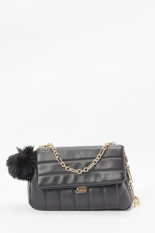Redtag-Black-Qulited-Crossbody-Bag-Category:Bags,-Colour:Black,-Filter:Women's-Accessories,-New-In,-New-In-Women-ACC,-Non-Sale,-S23B,-Section:Women,-Women-Bags-Women-