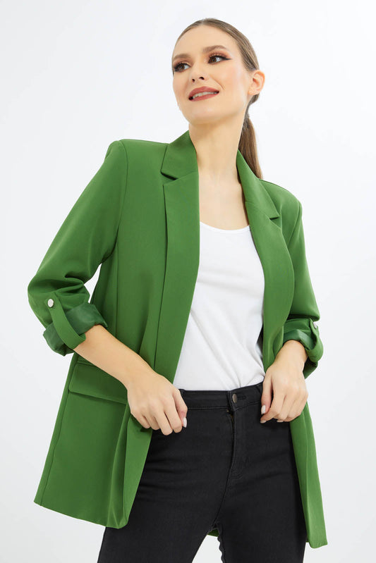 Redtag-Women-Front-Open-Lapelled-Jacket-With-Pocket-Category:Jackets,-Colour:Green,-Deals:New-In,-Filter:Women's-Clothing,-New-In-Women-APL,-Non-Sale,-S23B,-Section:Women,-Women-Jackets-Women's-