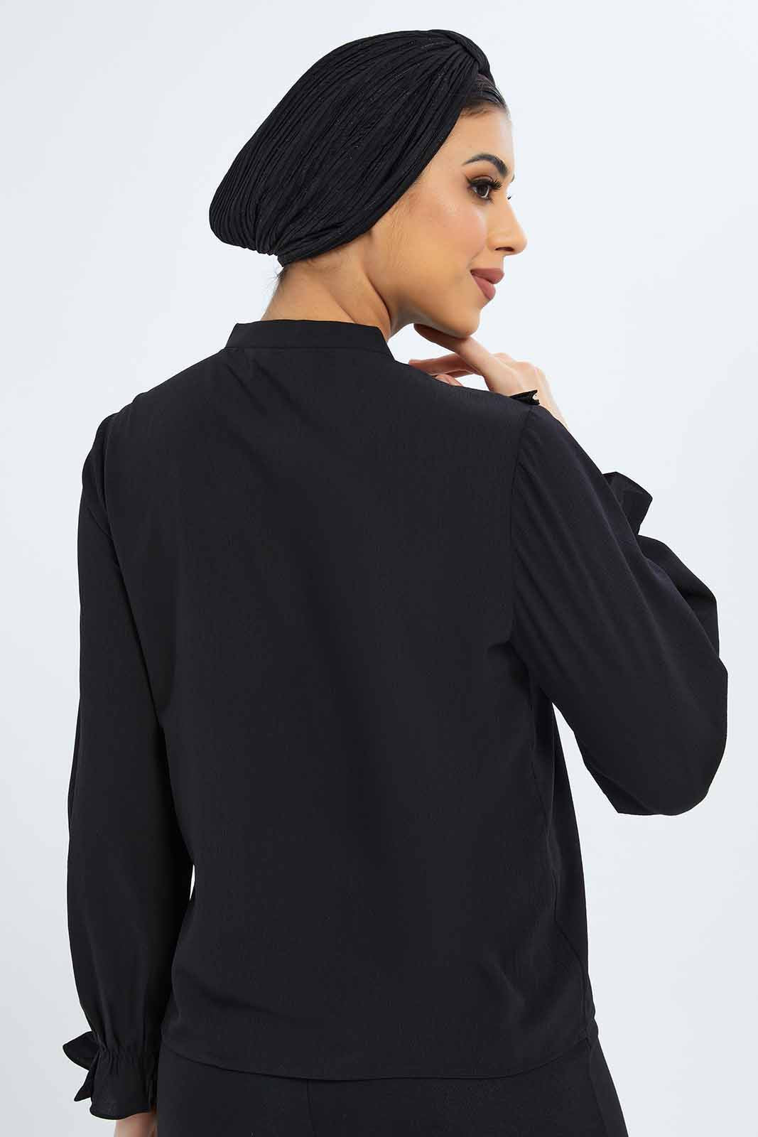 Redtag-Women-Black-Detailed-Placket-Shirt-Category:Blouses,-Colour:Black,-Deals:New-In,-Filter:Women's-Clothing,-LMC,-New-In-Women-APL,-Non-Sale,-S23B,-Section:Women,-Women-Blouses--
