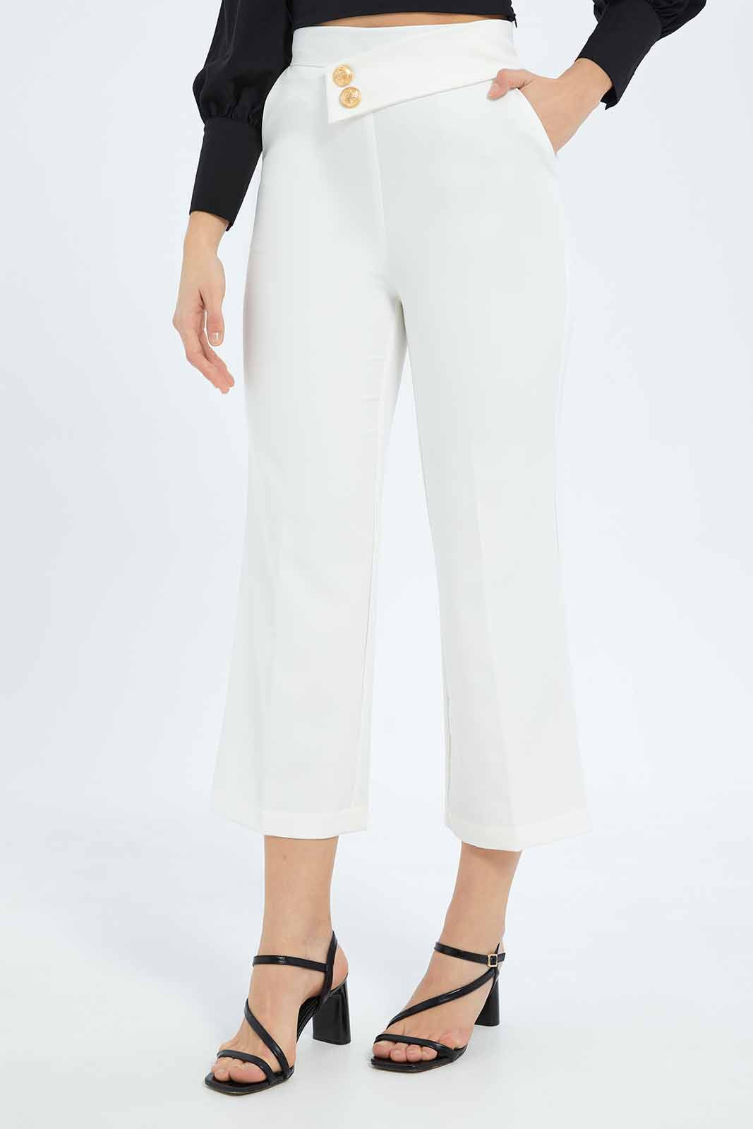 Redtag-Women-White-Waistband-Detail-Wideleg-Trouser-Category:Trousers,-Colour:White,-Deals:New-In,-Filter:Women's-Clothing,-New-In-Women-APL,-Non-Sale,-S23B,-Section:Women,-Women-Trousers-Women's-