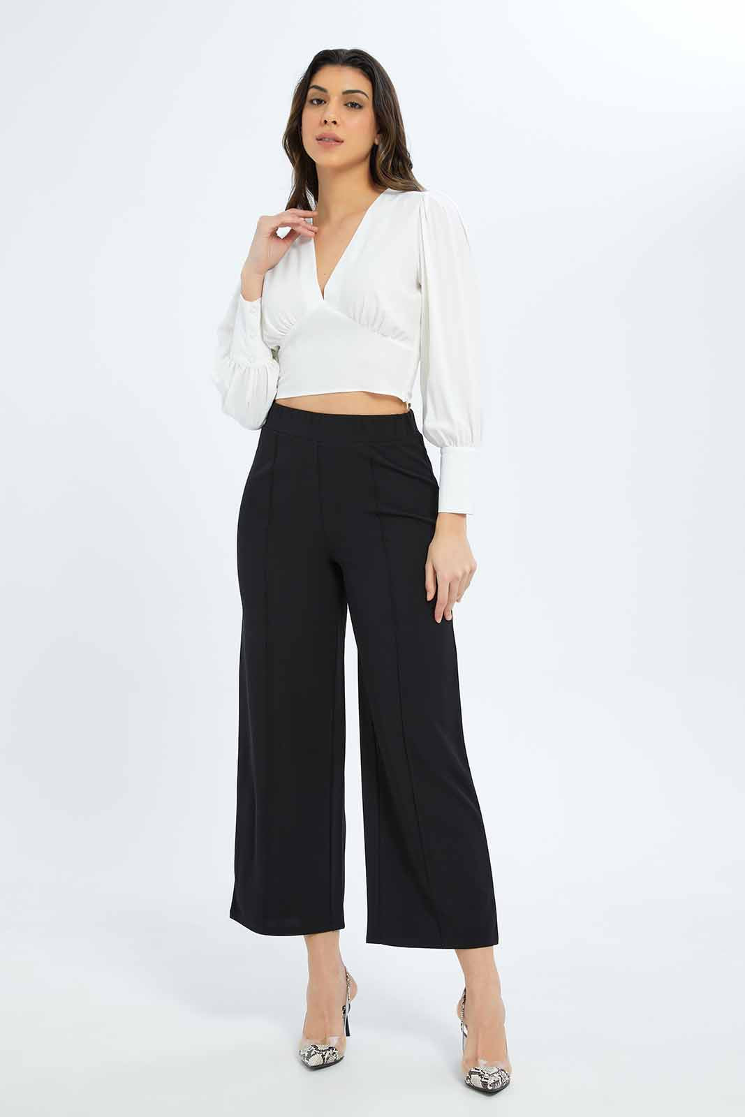 Redtag-Women-Front-Pin-Tuck-Wide-Leg-Trouser-Category:Trousers,-Colour:Black,-Deals:New-In,-Filter:Women's-Clothing,-New-In-Women-APL,-Non-Sale,-S23B,-Section:Women,-Women-Trousers-Women's-
