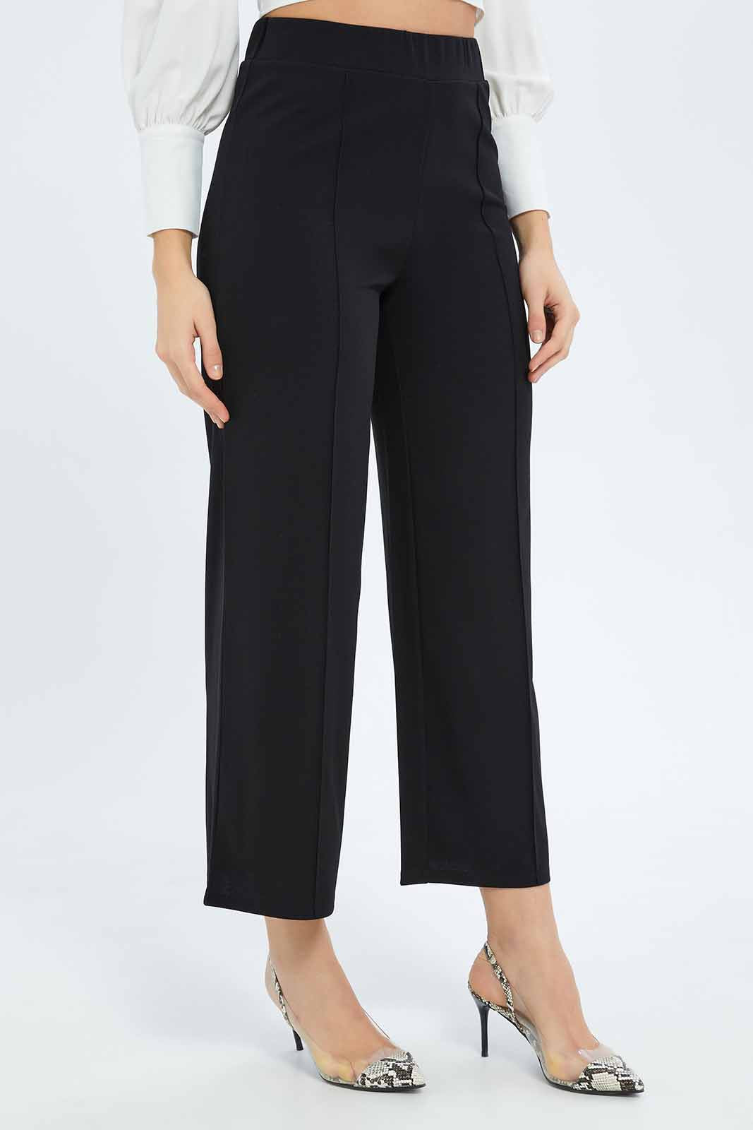 Redtag-Women-Front-Pin-Tuck-Wide-Leg-Trouser-Category:Trousers,-Colour:Black,-Deals:New-In,-Filter:Women's-Clothing,-New-In-Women-APL,-Non-Sale,-S23B,-Section:Women,-Women-Trousers-Women's-