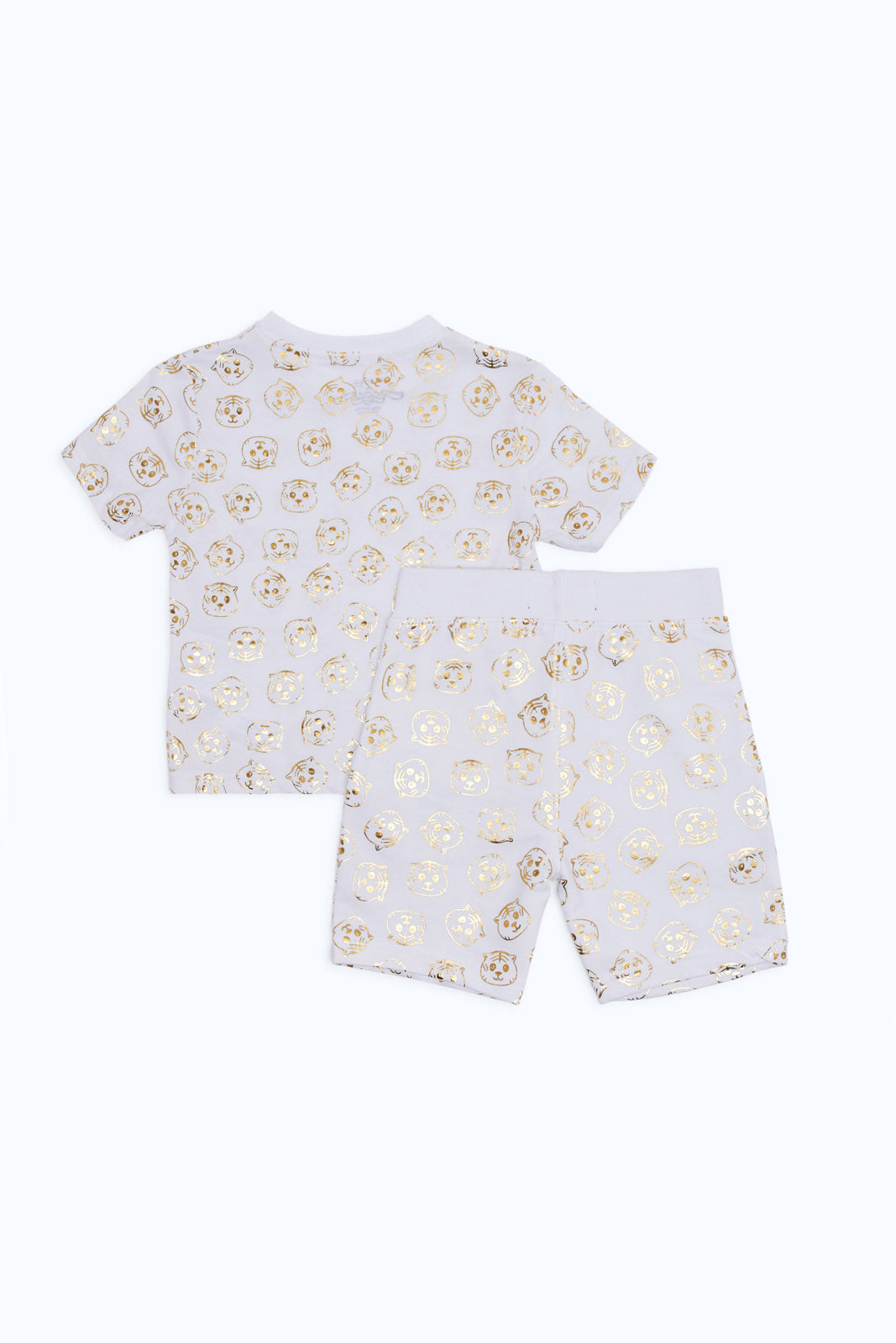 Redtag-Boys-White-With-Gold-Foil-Tiger-Printed-Tshirt-And-Short-Set-(2-Pack)-Category:Sets,-Colour:White,-Deals:New-In,-Event:,-Filter:Infant-Boys-(3-to-24-Mths),-H1:KWR,-H2:INB,-H3:SET,-H4:CAE,-INB-Sets,-New-In-INB-APL,-Non-Sale,-Packs,-Promo:,-RMD,-S23C,-Season:S23C,-Section:Boys-(0-to-14Yrs),-Set:Set-of-2-Infant-Boys-3 to 24 Months
