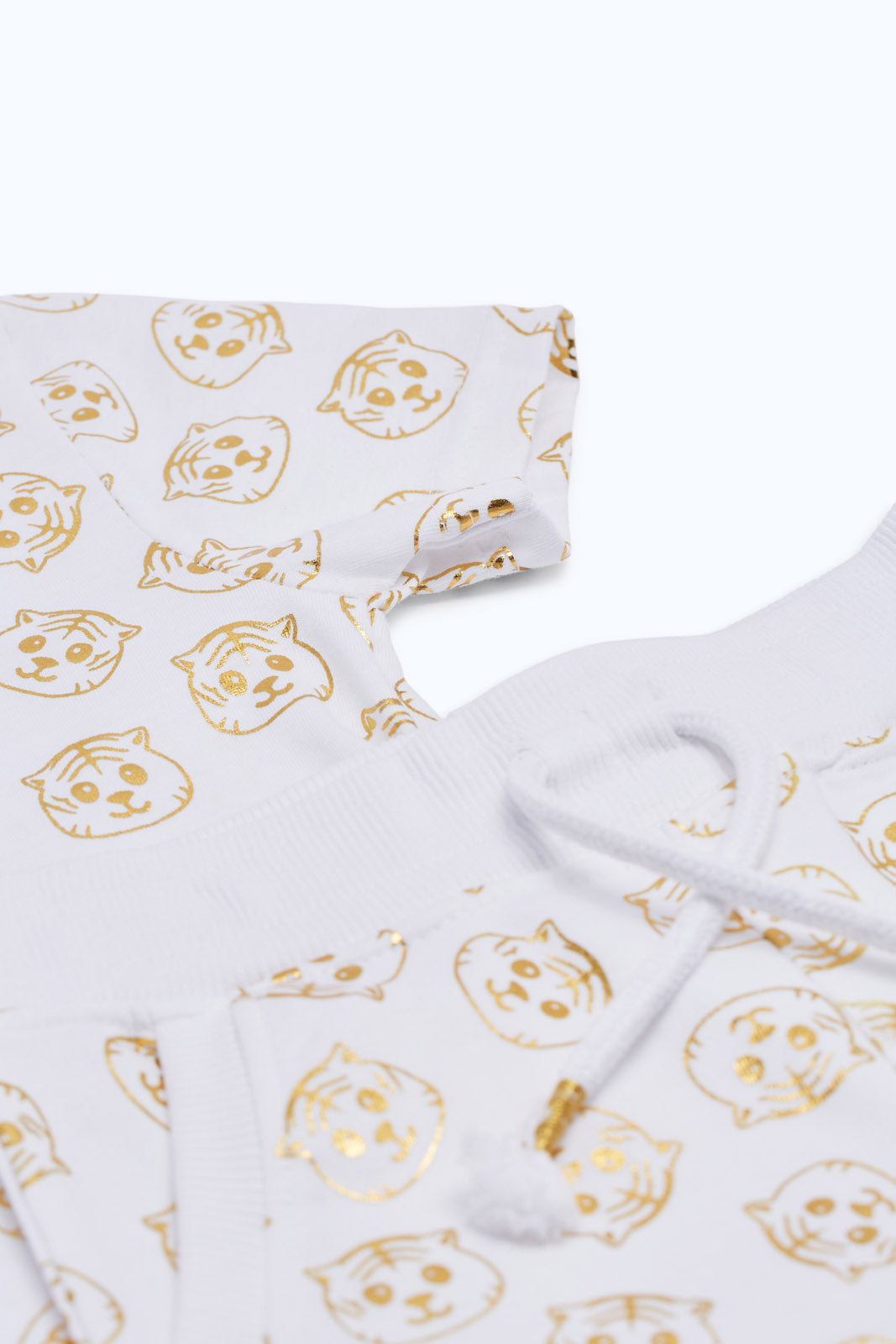 Redtag-Boys-White-With-Gold-Foil-Tiger-Printed-Tshirt-And-Short-Set-(2-Pack)-Category:Sets,-Colour:White,-Deals:New-In,-Event:,-Filter:Infant-Boys-(3-to-24-Mths),-H1:KWR,-H2:INB,-H3:SET,-H4:CAE,-INB-Sets,-New-In-INB-APL,-Non-Sale,-Packs,-Promo:,-RMD,-S23C,-Season:S23C,-Section:Boys-(0-to-14Yrs),-Set:Set-of-2-Infant-Boys-3 to 24 Months