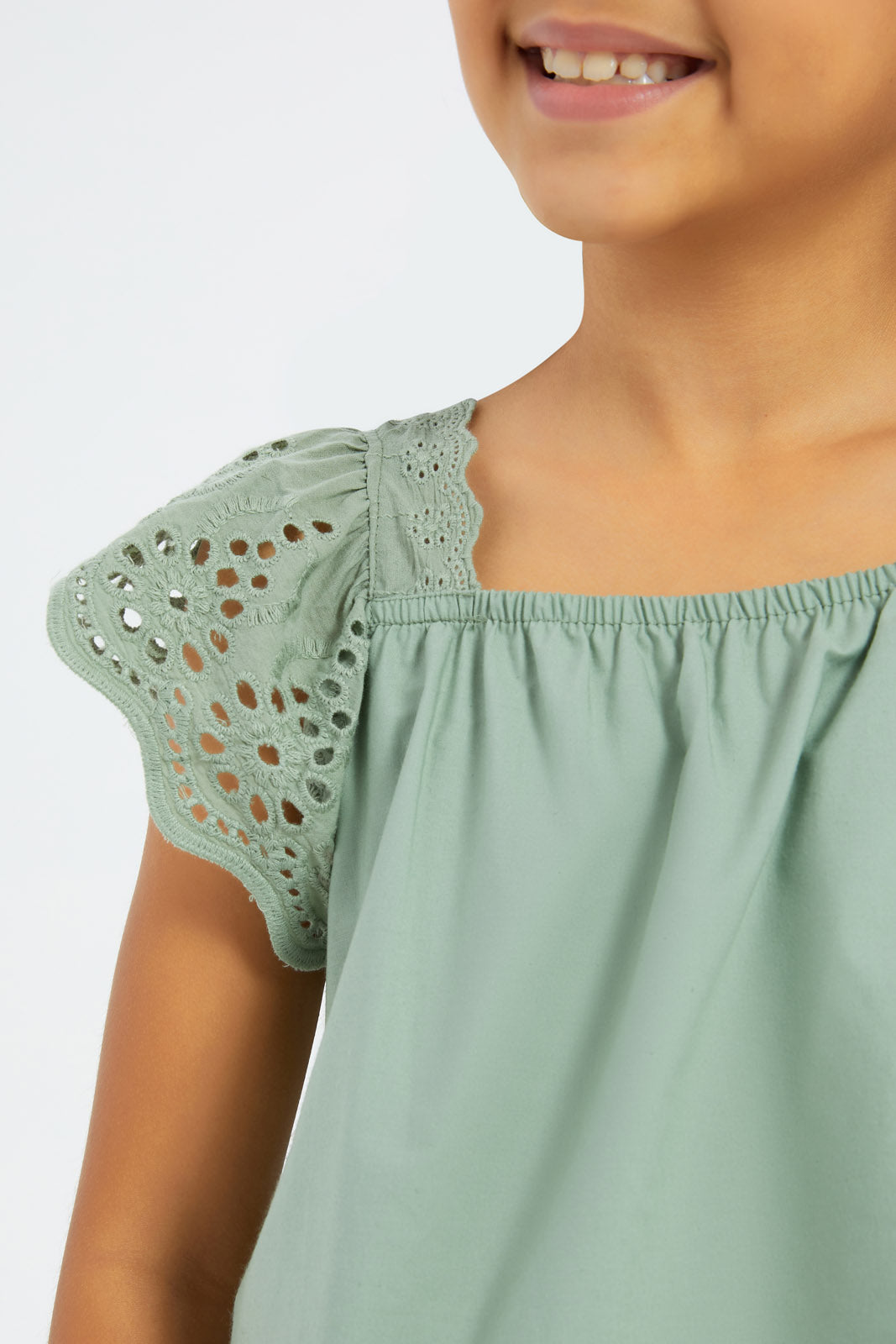 Redtag-Girls-Slv-Anglaise-Blouse--Sage-Category:Blouses,-Colour:Green,-Deals:3-FOR-90,-Deals:New-In,-Filter:Girls-(2-to-8-Yrs),-GIR-Blouses,-H1:KWR,-H2:GIR,-H3:BLO,-H4:CBL,-New-In-GIR-APL,-Non-Sale,-S23B,-Season:S23B,-Section:Girls-(0-to-14Yrs)-Girls-2 to 8 Years