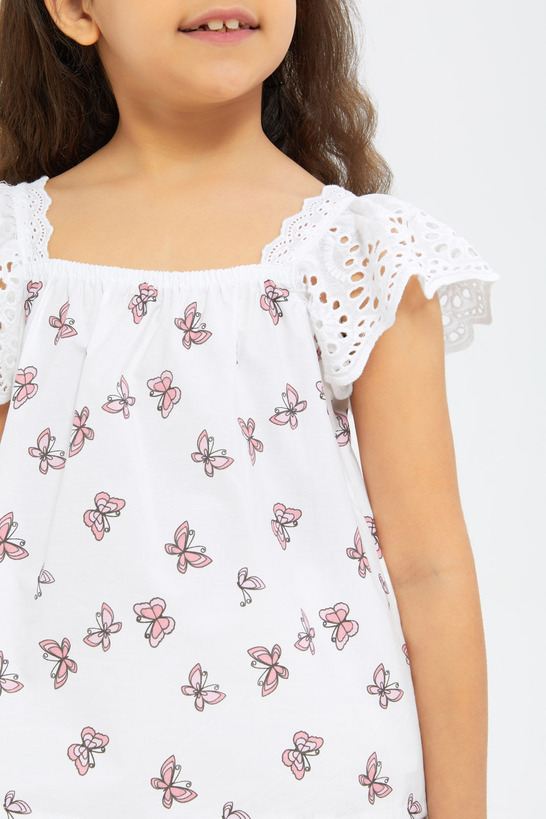 Redtag-Girls-Slv-Anglaise-Blouse---Pink-Butterfly-Category:Blouses,-Colour:Apricot,-Deals:New-In,-Filter:Girls-(2-to-8-Yrs),-GIR-Blouses,-H1:KWR,-H2:GIR,-H3:BLO,-H4:CBL,-New-In-GIR-APL,-Non-Sale,-S23B,-Season:S23B,-Section:Girls-(0-to-14Yrs)-Girls-2 to 8 Years