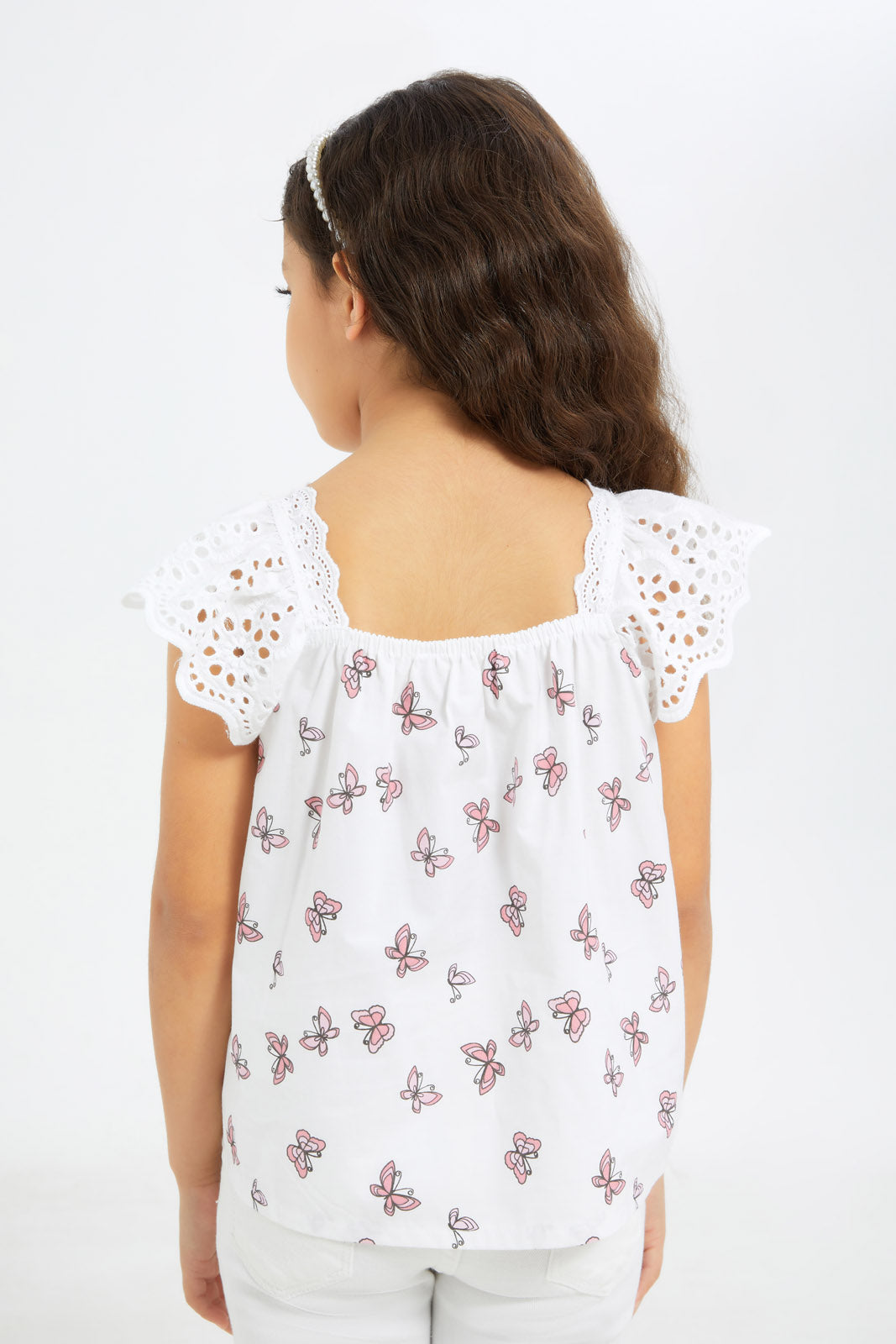 Redtag-Girls-Slv-Anglaise-Blouse---Pink-Butterfly-Category:Blouses,-Colour:Apricot,-Deals:New-In,-Filter:Girls-(2-to-8-Yrs),-GIR-Blouses,-H1:KWR,-H2:GIR,-H3:BLO,-H4:CBL,-New-In-GIR-APL,-Non-Sale,-S23B,-Season:S23B,-Section:Girls-(0-to-14Yrs)-Girls-2 to 8 Years