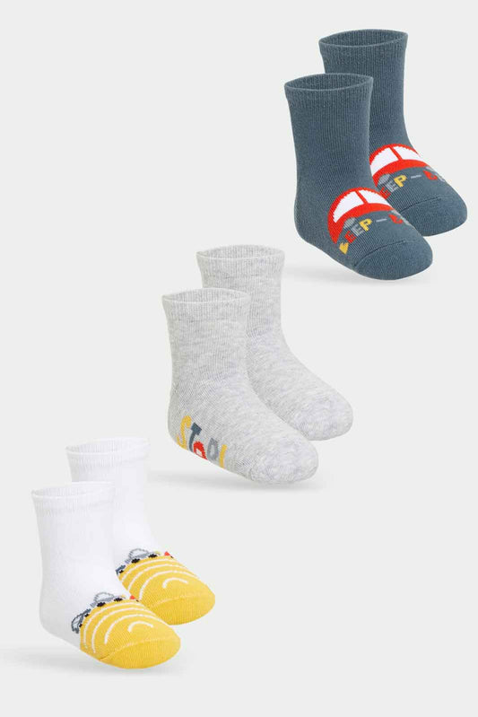 Redtag-Boys-3-Pack-Ankle-Length-Socks--Multi-Assorted-Ankle-Length-Pack-365,-Category:Socks,-Colour:Assorted,-Deals:New-In,-Filter:Infant-Boys-(3-to-24-Mths),-INB-Socks,-New-In-INB-APL,-Non-Sale,-Section:Boys-(0-to-14Yrs)-Infant-Boys-3 to 24 Months
