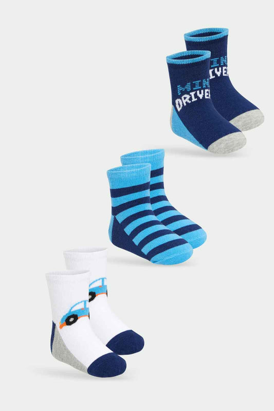 Redtag-Boys-3-Pack-Ankle-Length-Socks-Blue-Ankle-Length-Combo-365,-Category:Socks,-Colour:Assorted,-Deals:New-In,-Filter:Infant-Boys-(3-to-24-Mths),-INB-Socks,-New-In-INB-APL,-Non-Sale,-Section:Boys-(0-to-14Yrs)-Infant-Boys-3 to 24 Months