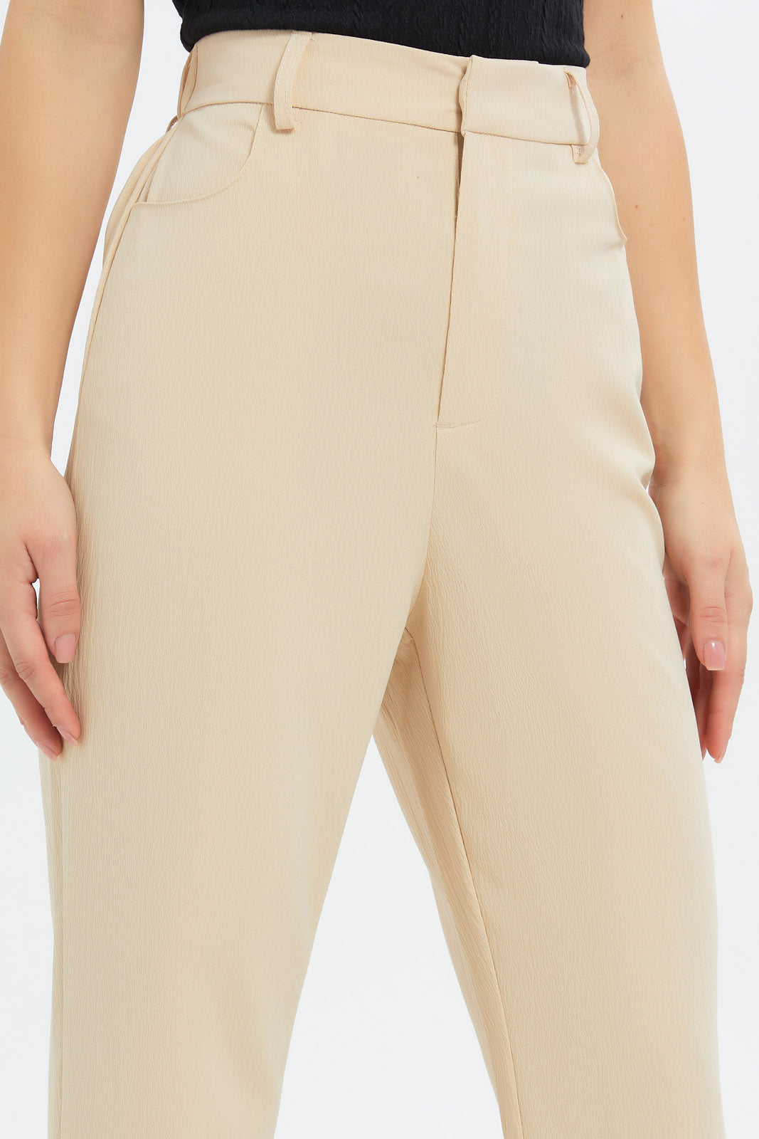 Redtag-Women-Beige-Highwaist-Flared-Trouser-Category:Trousers,-Colour:Beige,-Deals:New-In,-Filter:Women's-Clothing,-H1:LWR,-H2:LEC,-H3:TRS,-H4:CTR,-LEC,-LEC-Trousers,-New-In-LEC-APL,-Non-Sale,-S23C,-Season:S23C,-Section:Women-Women's-