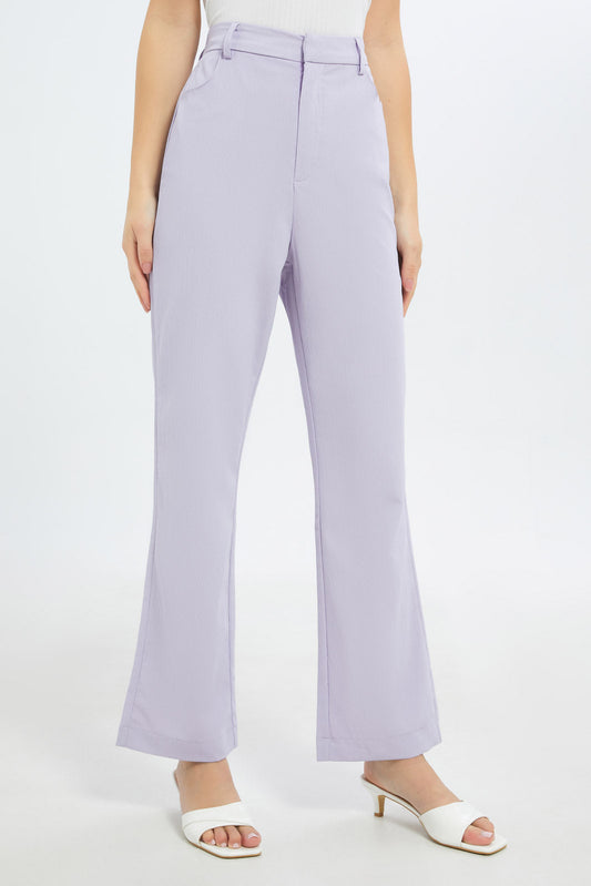 Redtag-Women-Lilac-Highwaist-Flared-Trouser-Category:Trousers,-Colour:Lilac,-Deals:New-In,-Filter:Women's-Clothing,-H1:LWR,-H2:LEC,-H3:TRS,-H4:CTR,-LEC,-LEC-Trousers,-New-In-LEC-APL,-Non-Sale,-S23C,-Season:S23C,-Section:Women-Women's-