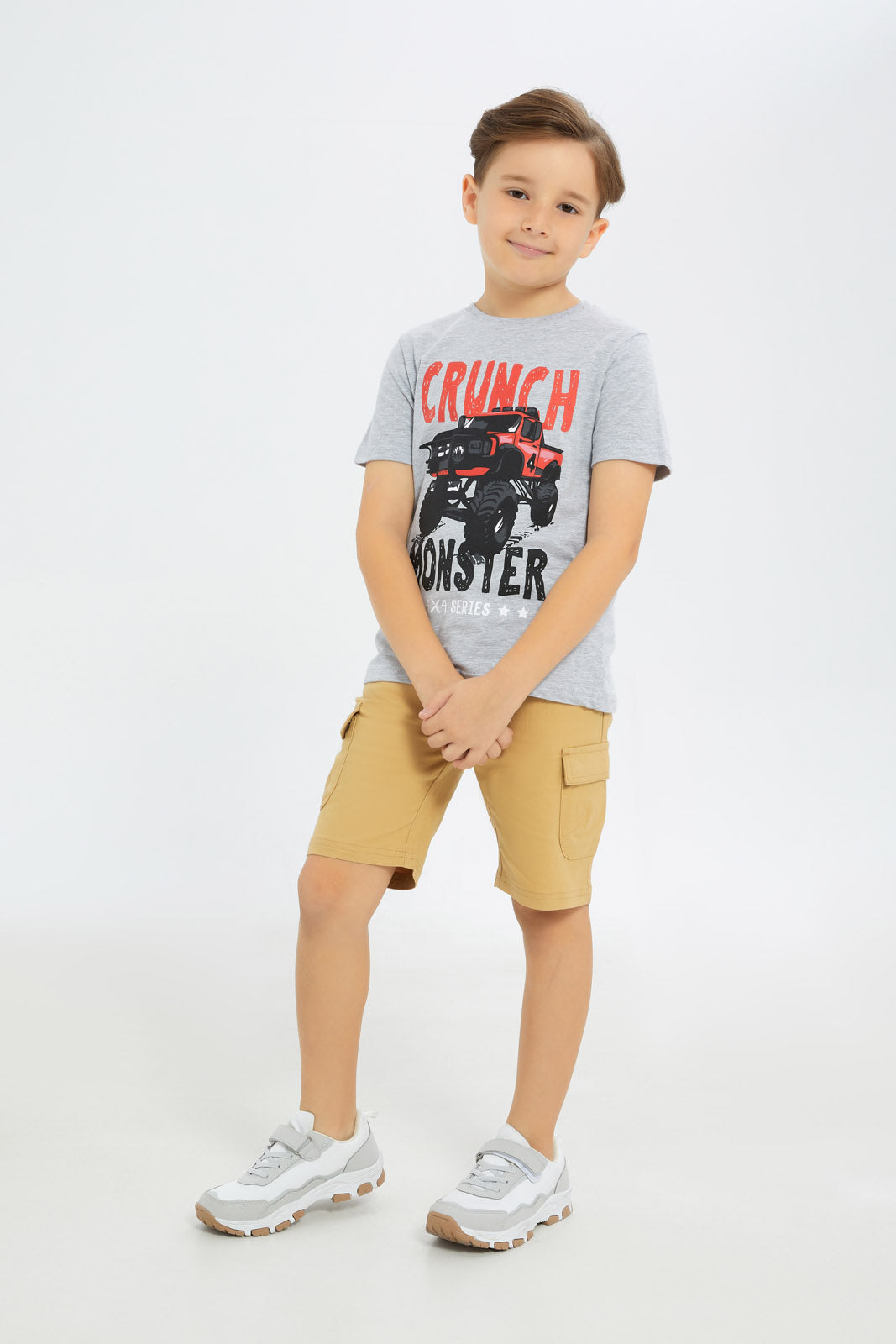Redtag-Boys-Grey-Melange-Dino-Short-Sleeve-Graphic-T-Shirt-BOY-T-Shirts,-Category:T-Shirts,-Colour:Blue,-Deals:New-In,-Filter:Boys-(2-to-8-Yrs),-H1:KWR,-H2:BOY,-H3:TSH,-H4:TSH,-New-In-BOY-APL,-Non-Sale,-Promo:TBL,-S23C,-Season:S23C,-Section:Boys-(0-to-14Yrs),-TBL-Boys-2 to 8 Years