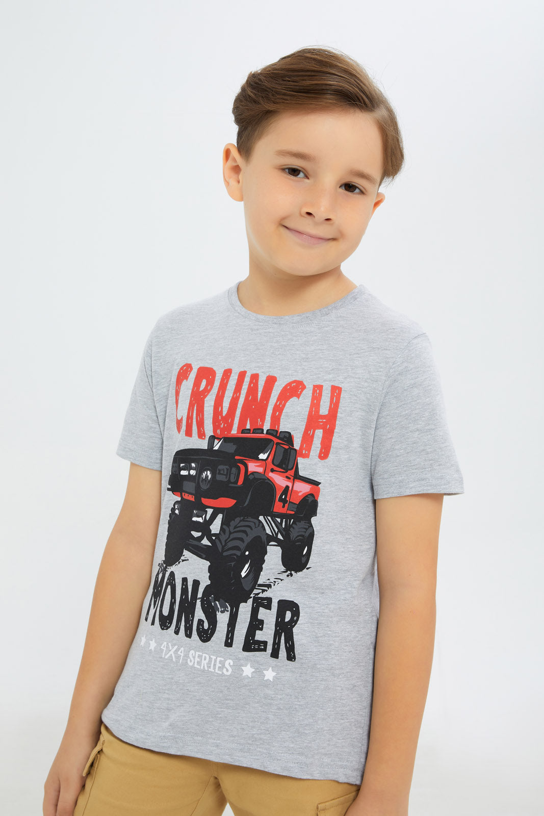 Redtag-Boys-Grey-Melange-Dino-Short-Sleeve-Graphic-T-Shirt-BOY-T-Shirts,-Category:T-Shirts,-Colour:Blue,-Deals:New-In,-Filter:Boys-(2-to-8-Yrs),-H1:KWR,-H2:BOY,-H3:TSH,-H4:TSH,-New-In-BOY-APL,-Non-Sale,-Promo:TBL,-S23C,-Season:S23C,-Section:Boys-(0-to-14Yrs),-TBL-Boys-2 to 8 Years