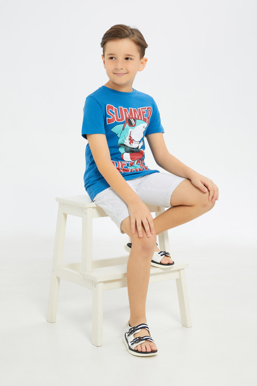 Redtag-Boys-Cobalt-Blue-Shark-Short-Sleeve-Graphic-T-Shirt-BOY-T-Shirts,-Category:T-Shirts,-Colour:Blue,-Deals:New-In,-Filter:Boys-(2-to-8-Yrs),-H1:KWR,-H2:BOY,-H3:TSH,-H4:TSH,-New-In-BOY-APL,-Non-Sale,-Promo:TBL,-S23C,-Season:S23C,-Section:Boys-(0-to-14Yrs),-TBL-Boys-2 to 8 Years