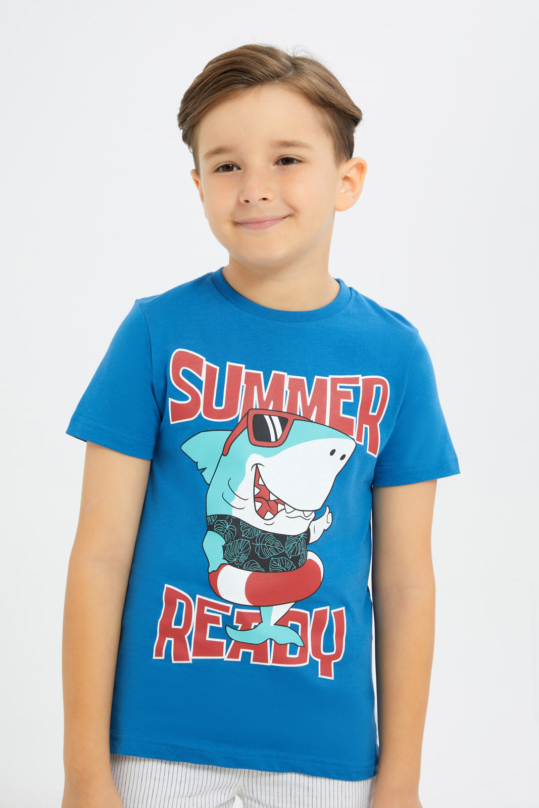Redtag-Boys-Cobalt-Blue-Shark-Short-Sleeve-Graphic-T-Shirt-BOY-T-Shirts,-Category:T-Shirts,-Colour:Blue,-Deals:New-In,-Filter:Boys-(2-to-8-Yrs),-H1:KWR,-H2:BOY,-H3:TSH,-H4:TSH,-New-In-BOY-APL,-Non-Sale,-Promo:TBL,-S23C,-Season:S23C,-Section:Boys-(0-to-14Yrs),-TBL-Boys-2 to 8 Years