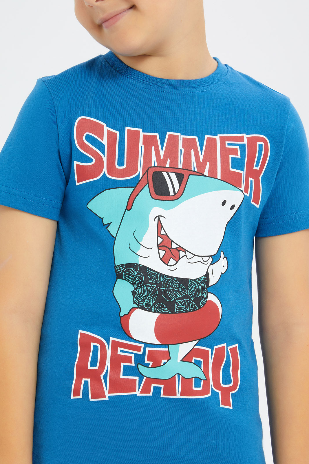 Redtag-Boys-Cobalt-Blue-Shark-Short-Sleeve-Graphic-T-Shirt-BOY-T-Shirts,-Category:T-Shirts,-Colour:Blue,-Deals:New-In,-Filter:Boys-(2-to-8-Yrs),-H1:KWR,-H2:BOY,-H3:TSH,-H4:TSH,-New-In-BOY-APL,-Non-Sale,-Promo:TBL,-S23C,-Season:S23C,-Section:Boys-(0-to-14Yrs),-TBL-Boys-2 to 8 Years