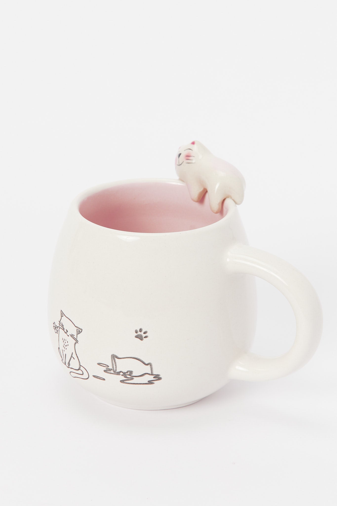 Redtag-Pink-Cat-Mug-Category:Bottles,-Colour:Pink,-Deals:New-In,-Filter:Home-Dining,-H1:HMW,-H2:DIN,-H3:CRC,-H4:CSN,-HMW-DIN-Crockery,-New-In-HMW-DIN,-Non-Sale,-S23B,-Season:S23B,-Section:Homewares-Home-Dining-