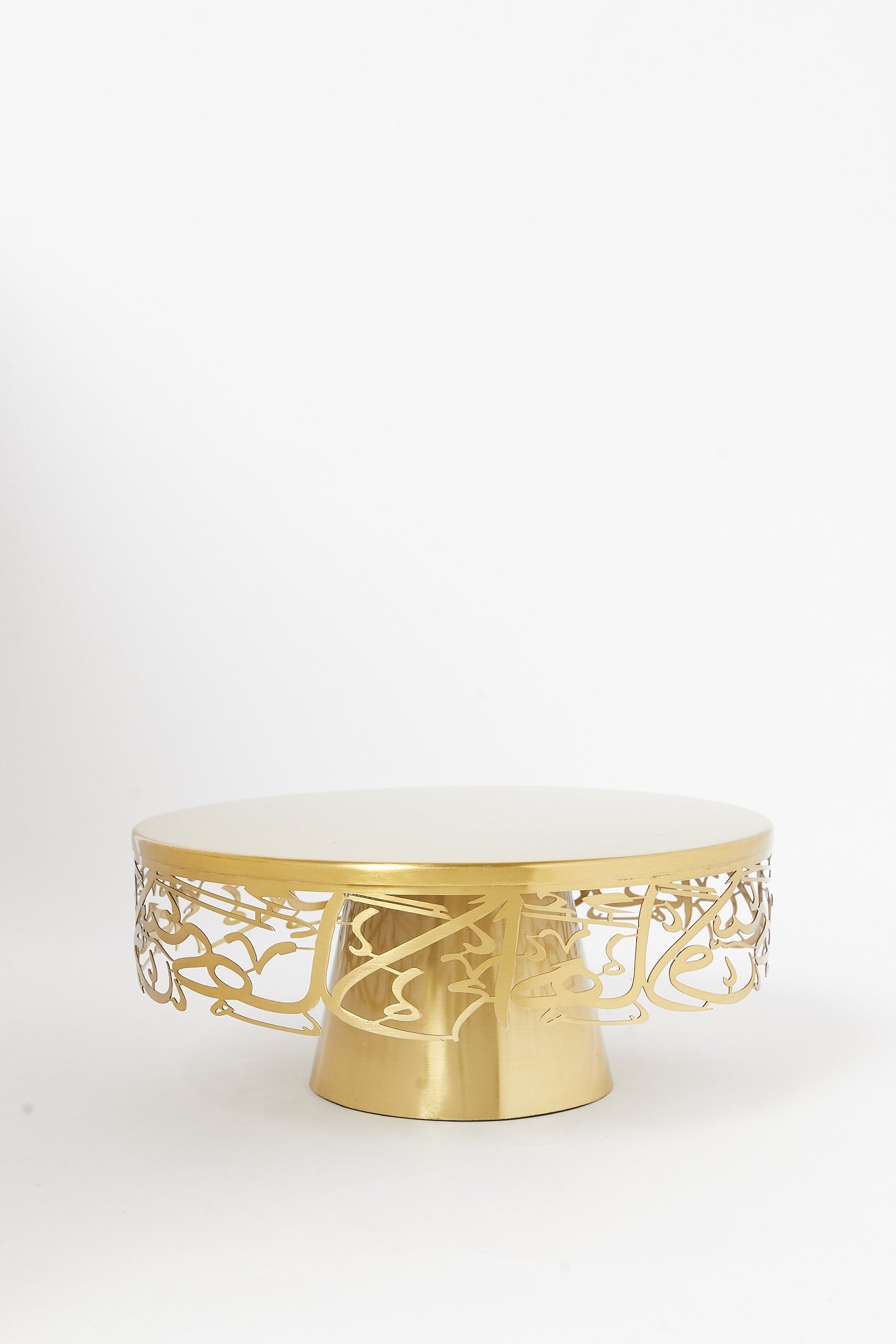Redtag-Gold-Calligraphy-Cake-Stand-Category:2-Tier-Stand,-Colour:Gold,-Deals:New-In,-Filter:Home-Dining,-H1:HMW,-H2:DIN,-H3:SEW,-H4:SSI,-HMW-DIN-Serveware,-New-In-HMW-DIN,-Non-Sale,-S23B,-Season:S23B,-Section:Homewares-Home-Dining-