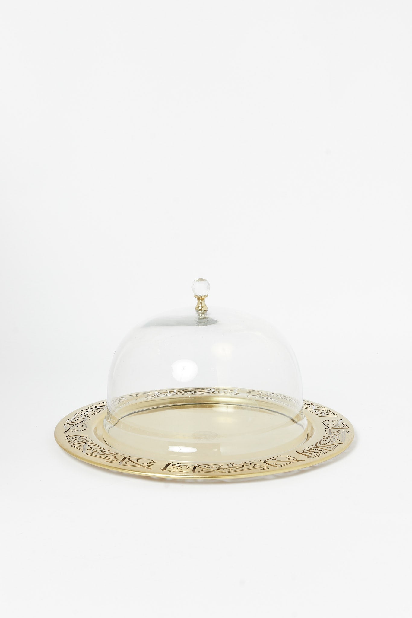 Redtag-Gold-Calligraphy-Round-Tray-With-Metal-Dome-Category:2-Tier-Stand,-Colour:Gold,-Deals:New-In,-Filter:Home-Dining,-H1:HMW,-H2:DIN,-H3:SEW,-H4:SSI,-HMW-DIN-Serveware,-New-In-HMW-DIN,-Non-Sale,-S23B,-Season:S23B,-Section:Homewares-Home-Dining-