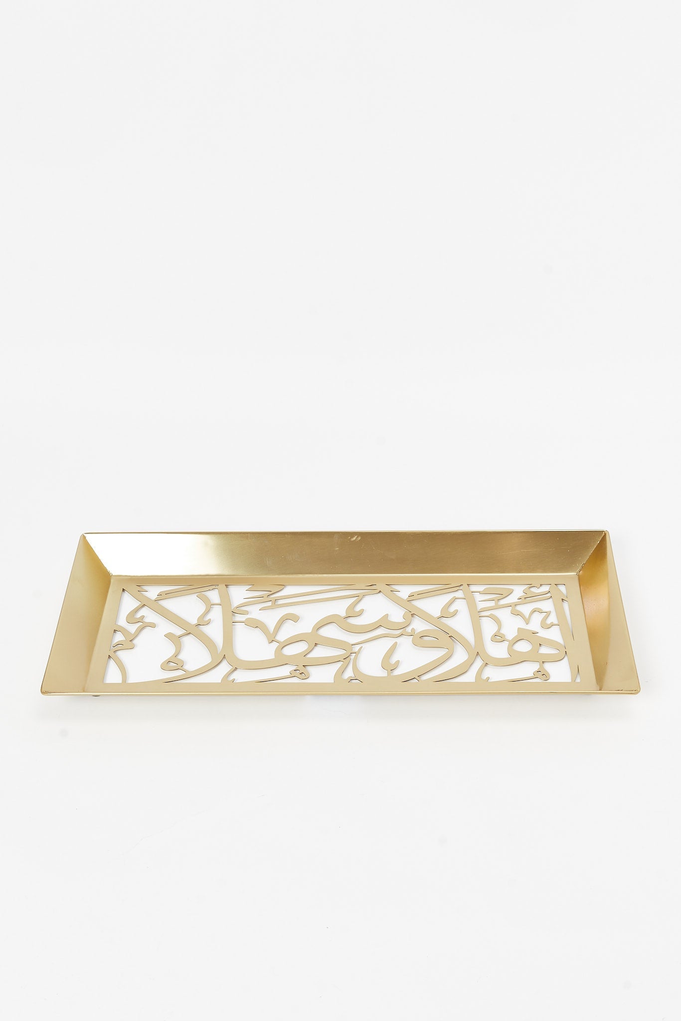 Redtag-Gold-Calligraphy-Rectangle-Tray-Category:2-Tier-Stand,-Colour:Gold,-Deals:New-In,-Filter:Home-Dining,-HMW-DIN-Serveware,-New-In-HMW-DIN,-Non-Sale,-S23B,-Section:Homewares-Home-Dining-