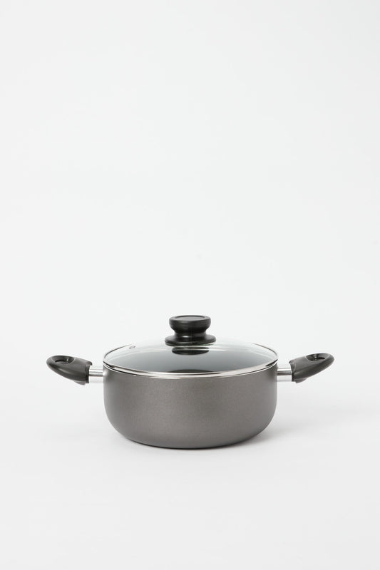 Redtag-Black-Aluminum-Non-Stick-Dutch-Oven-With-Glass-Lid-(22Cm)-365,-Category:Pans,-Colour:Black,-Deals:New-In,-Filter:Home-Dining,-H1:HMW,-H2:DIN,-H3:COO,-H4:PAP,-HMW-DIN-Cookware,-New-In-HMW-DIN,-Non-Sale,-Season:365,-Section:Homewares,-Style:NON-STICK-Home-Dining-