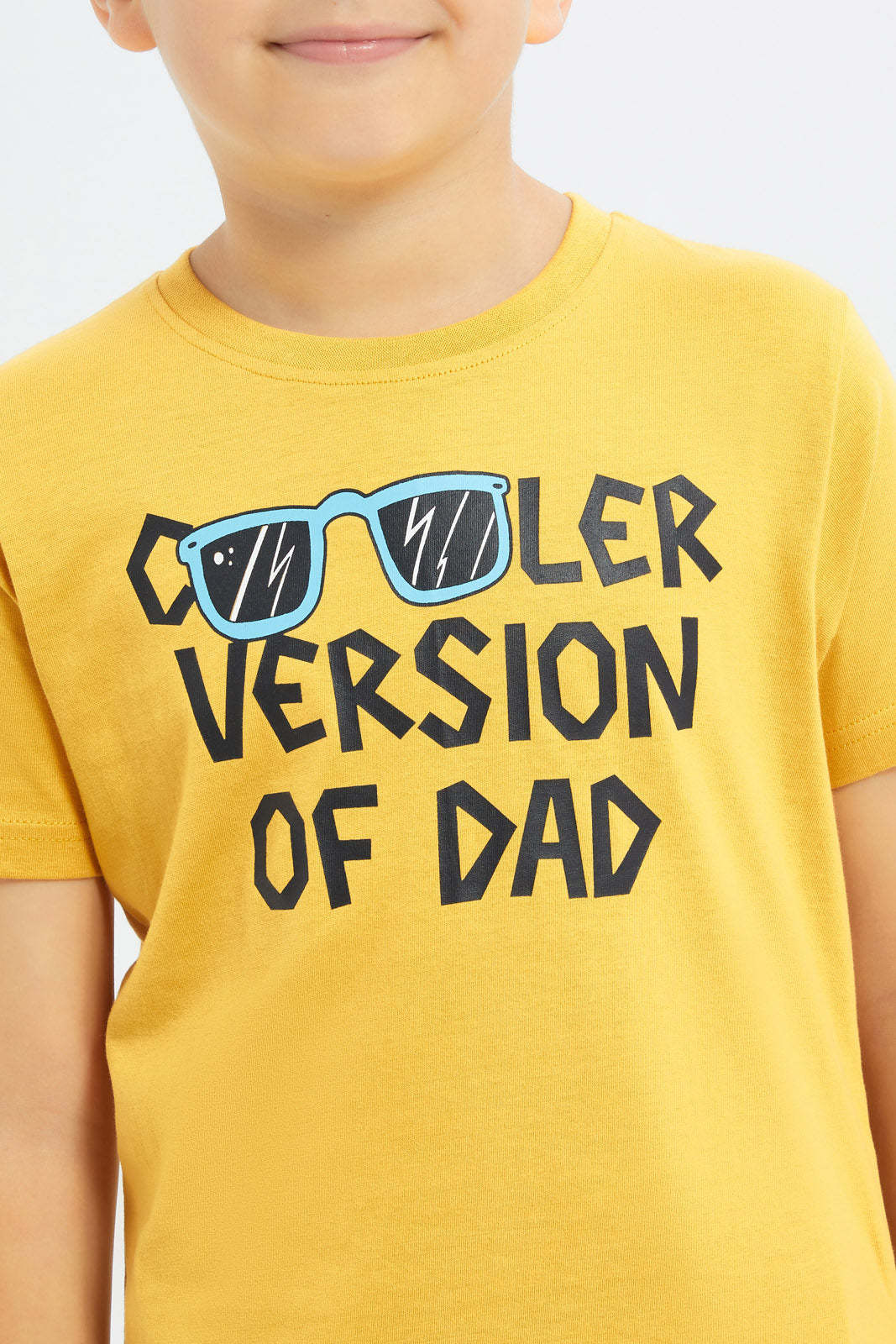 Redtag-Boys-Yellow-Cooler-Version-Graphic-Short-Sleeve-T-Shirt-BOY-T-Shirts,-Category:T-Shirts,-Colour:Yellow,-Deals:New-In,-Filter:Boys-(2-to-8-Yrs),-H1:KWR,-H2:BOY,-H3:TSH,-H4:TSH,-New-In-BOY-APL,-Non-Sale,-Promo:TBL,-S23C,-Season:S23C,-Section:Boys-(0-to-14Yrs),-TBL-Boys-2 to 8 Years