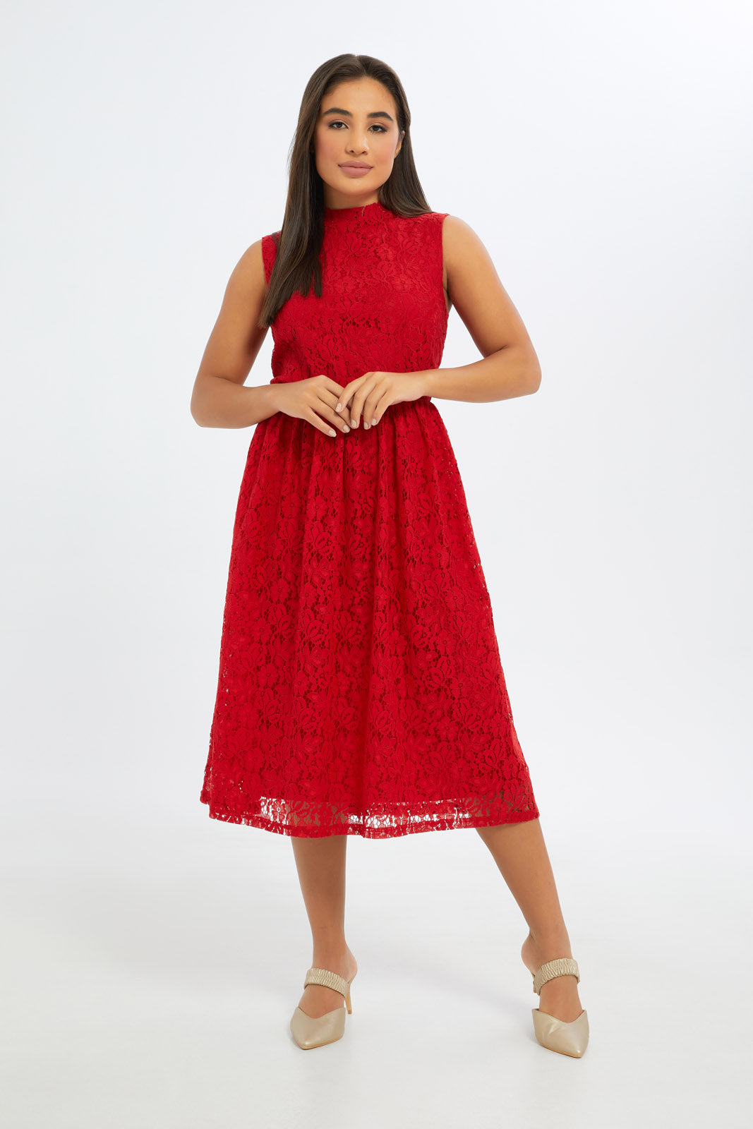 Redtag-Women-Red-Sleeveless-Lace-Dress-Category:Dresses,-Colour:Red,-Deals:New-In,-Event:RMD,-Filter:Women's-Clothing,-H1:LWR,-H2:LAD,-H3:DRS,-H4:CAD,-New-In-Women-APL,-Non-Sale,-Occasion:Party-Dress,-Promo:RMD,-RMD,-S23B,-Season:S23C,-Section:Women,-Women-DressesDress-Size:Maxi-Dress-Women's-