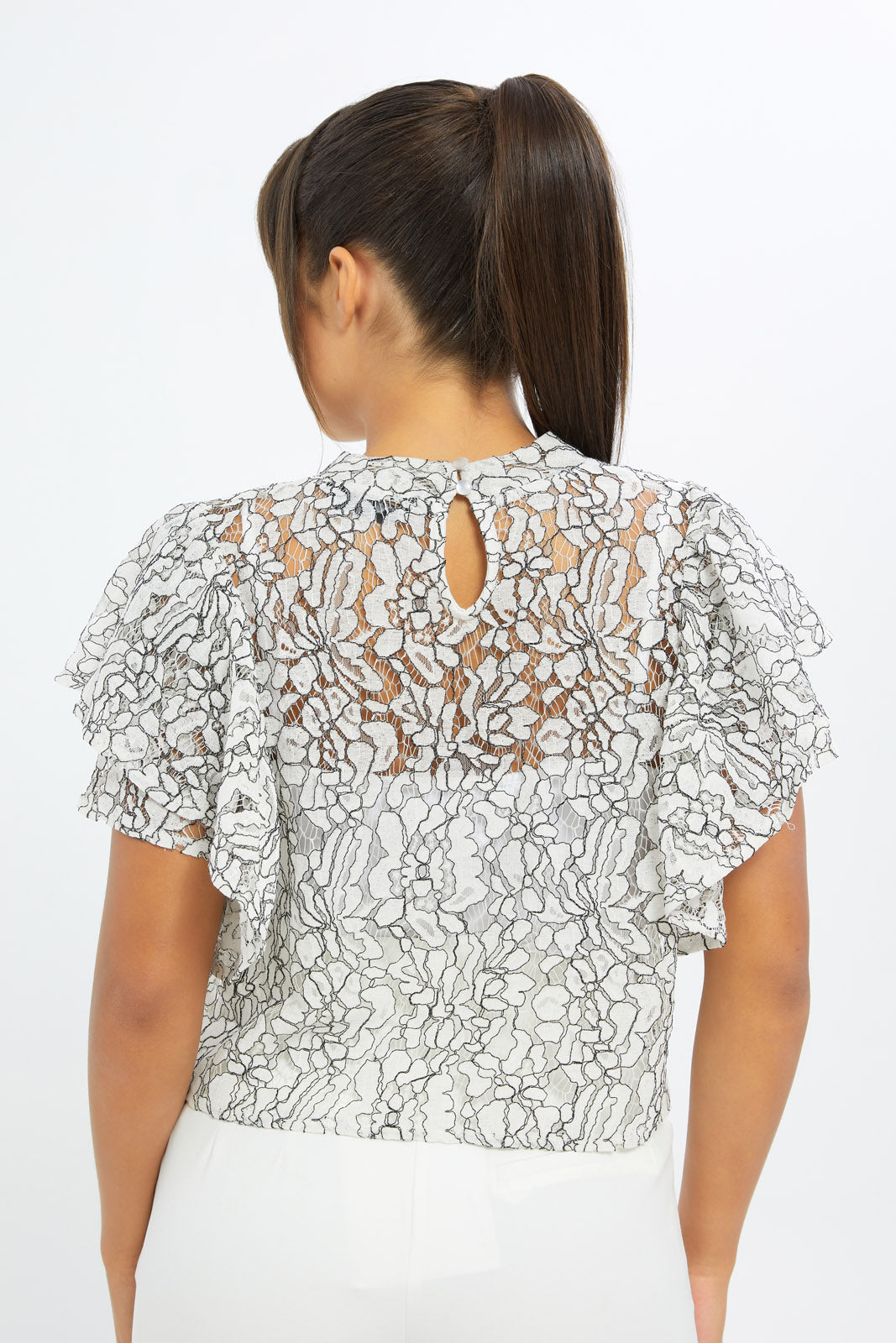 Redtag-Women-Printed-Lace-Frill-Detail-Tee-Category:Blouses,-Colour:Assorted,-Deals:New-In,-Event:RMD,-Filter:Women's-Clothing,-H1:LWR,-H2:LAD,-H3:BLO,-H4:CBL,-New-In-Women-APL,-Non-Sale,-Promo:RMD,-RMD,-S23B,-Season:S23C,-Section:Women,-Women-Blouses-Women's-