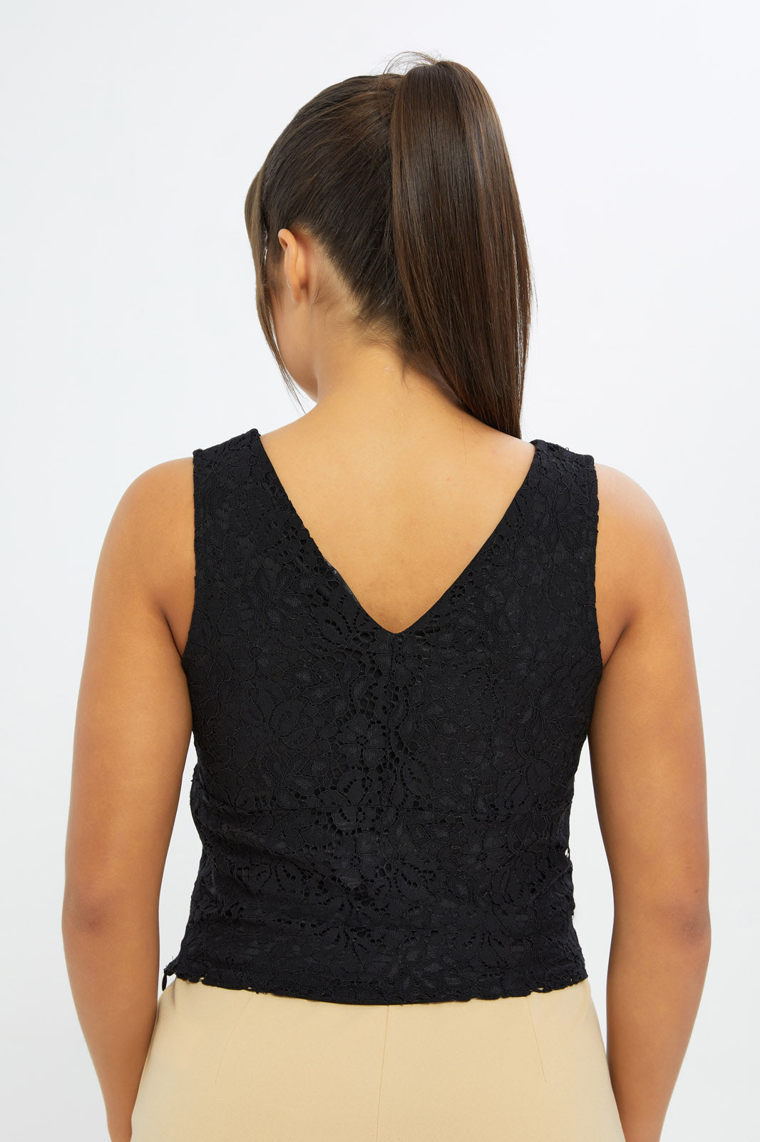 Redtag-Women-Black-Sleeveless-Lace-Top-Category:Tops,-Colour:Black,-Deals:New-In,-Event:EID,-Filter:Women's-Clothing,-H1:LWR,-H2:LAD,-H3:JYT,-H4:FJT,-New-In-Women-APL,-Non-Sale,-Promo:EID,-RMD,-S23B,-Season:S23D,-Section:Women,-Women-Tops-Women's-