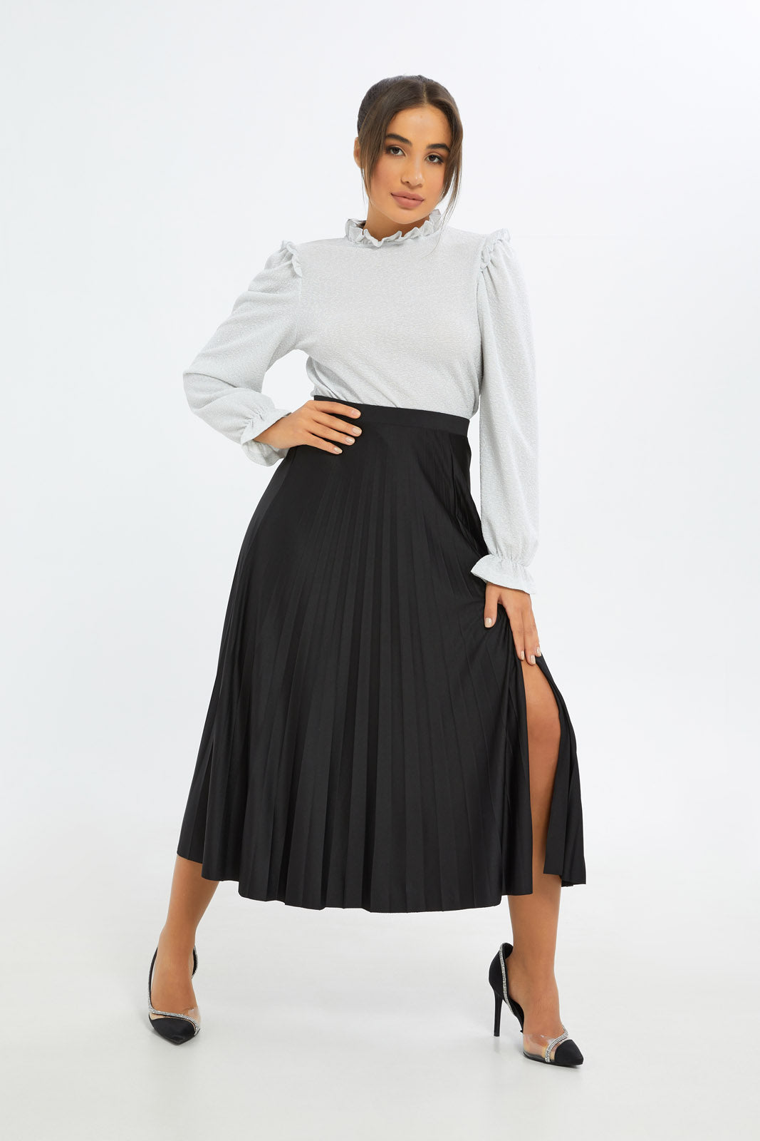 Redtag-Women-Black-Pleated-Skirt-Category:Skirts,-Colour:Black,-Deals:New-In,-Event:RMD,-Filter:Women's-Clothing,-H1:LWR,-H2:LAD,-H3:SKT,-H4:CAK,-New-In-Women-APL,-Non-Sale,-Promo:RMD,-RMD,-S23B,-Season:S23C,-Section:Women,-Women-Skirts-Women's-