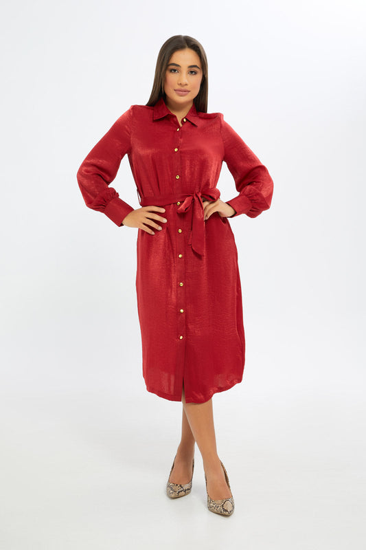 Redtag-Women-Red-Satin-Shirt-Dress-Category:Dresses,-Colour:Red,-Deals:New-In,-Event:RMD,-Filter:Women's-Clothing,-H1:LWR,-H2:LAD,-H3:DRS,-H4:CAD,-New-In-Women-APL,-Non-Sale,-Occasion:Party-Dress,-Promo:RMD,-RMD,-S23B,-Season:S23C,-Section:Women,-Women-DressesDress-Size:Maxi-Dress-Women's-