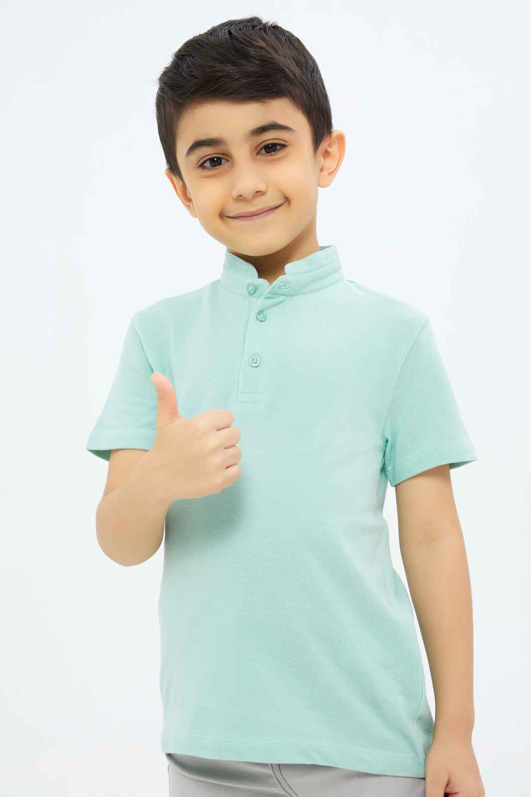 Redtag-Boys-Mint-Stand-Up-Collar-Polo-Shirt-BOY-Polo-T-Shirts,-Category:Polo-T-Shirts,-Colour:Mint,-Deals:New-In,-Filter:Boys-(2-to-8-Yrs),-New-In-BOY-APL,-Non-Sale,-S23B,-Section:Boys-(0-to-14Yrs),-VLM-Boys-2 to 8 Years