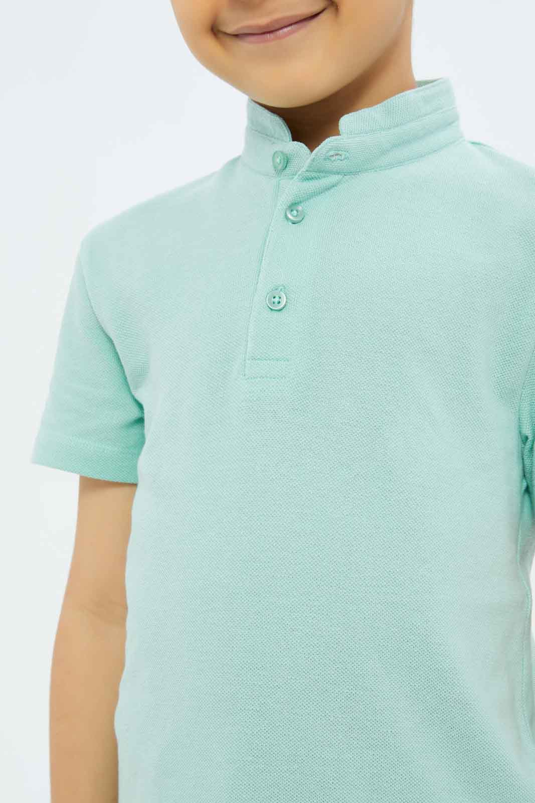 Redtag-Boys-Mint-Stand-Up-Collar-Polo-Shirt-BOY-Polo-T-Shirts,-Category:Polo-T-Shirts,-Colour:Mint,-Deals:New-In,-Filter:Boys-(2-to-8-Yrs),-New-In-BOY-APL,-Non-Sale,-S23B,-Section:Boys-(0-to-14Yrs),-VLM-Boys-2 to 8 Years