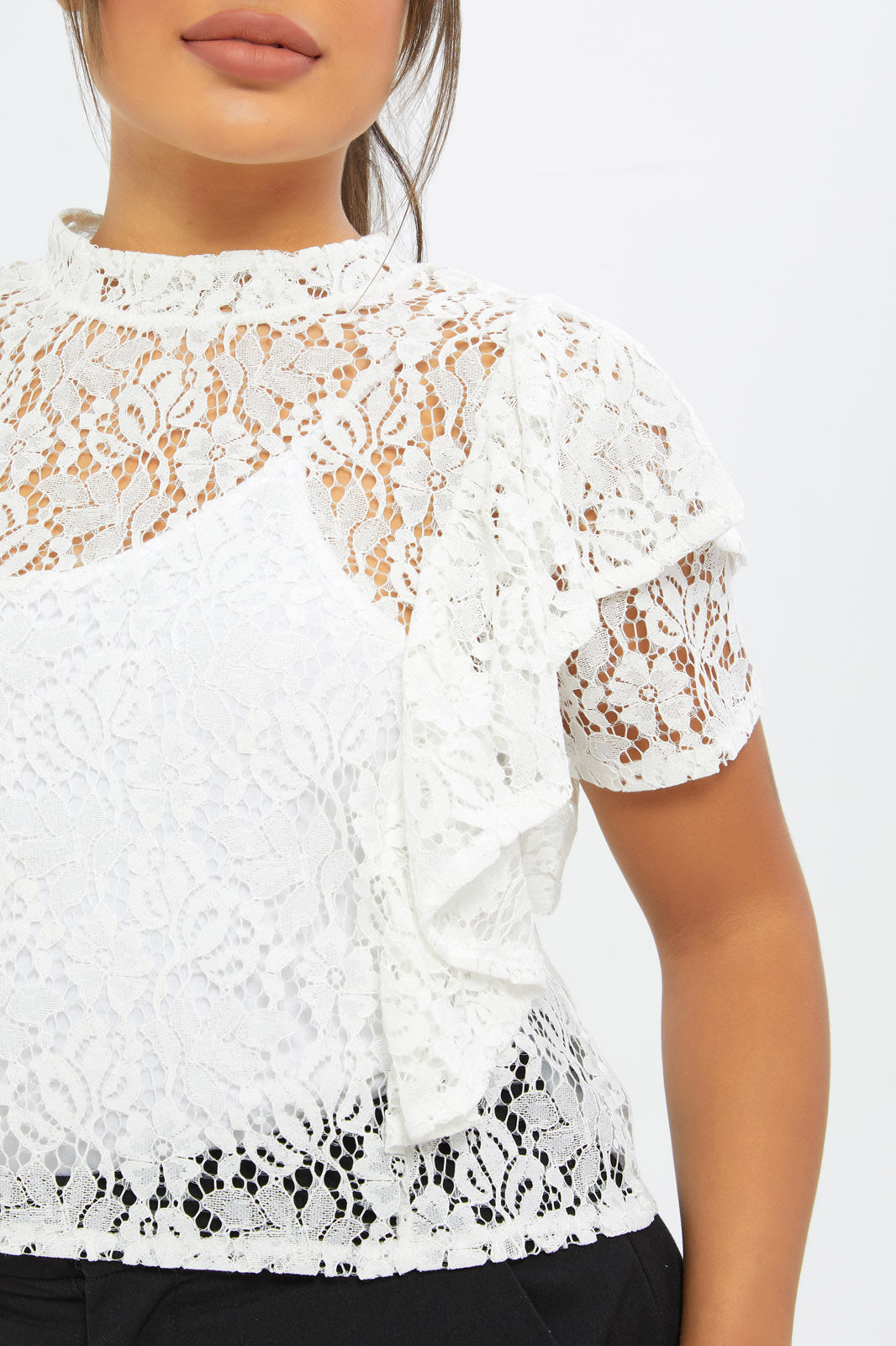 Redtag-Women-White-Lace-Frill-Detail-Tee-Category:Blouses,-Colour:White,-Deals:New-In,-Event:RMD,-Filter:Women's-Clothing,-H1:LWR,-H2:LAD,-H3:BLO,-H4:CBL,-New-In-Women-APL,-Non-Sale,-Promo:RMD,-RMD,-S23B,-Season:S23C,-Section:Women,-Women-Blouses-Women's-
