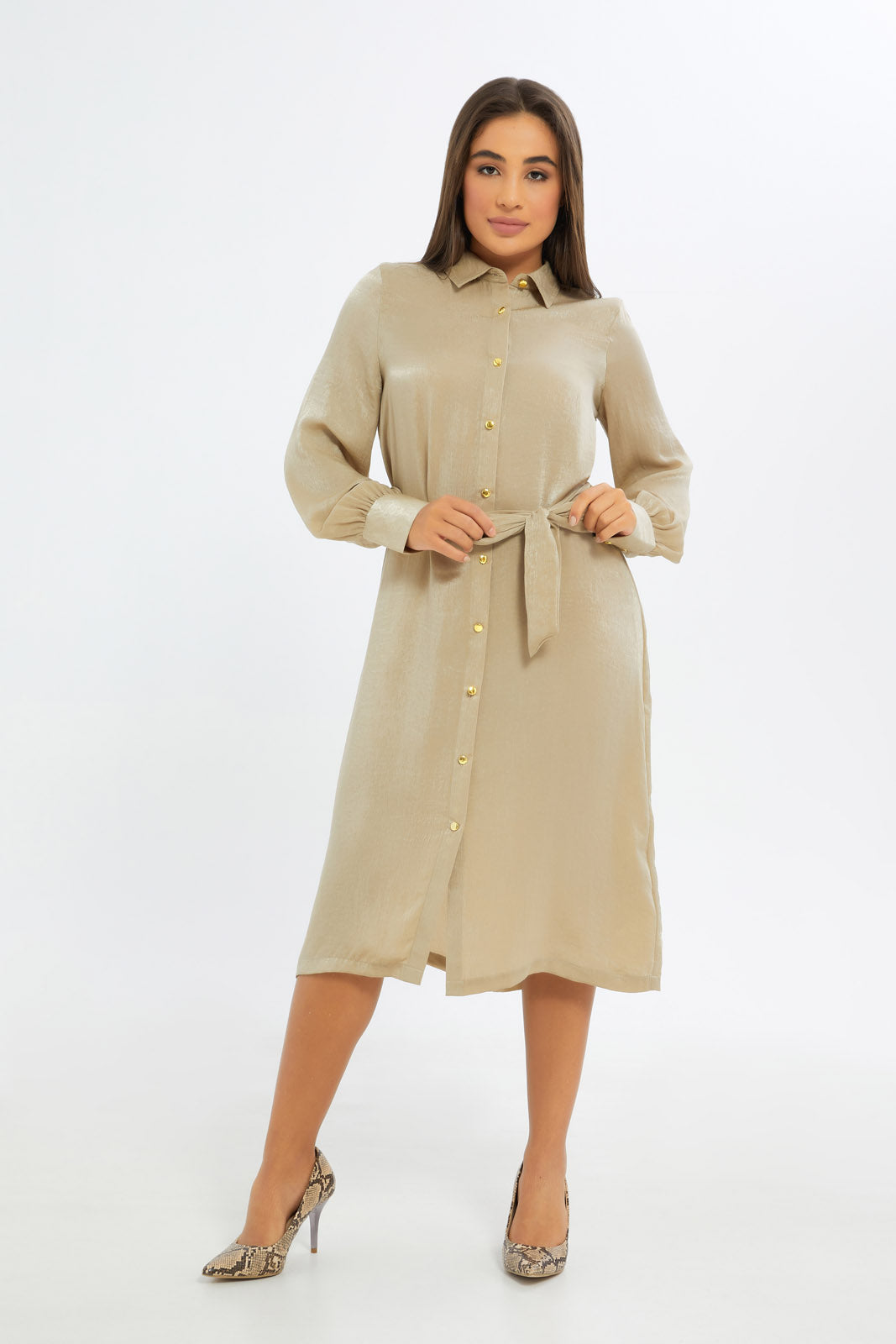 Redtag-Women-Satin-Shirt-Dress-Category:Dresses,-Colour:Beige,-Deals:New-In,-Event:RMD,-Filter:Women's-Clothing,-H1:LWR,-H2:LAD,-H3:DRS,-H4:CAD,-New-In-Women-APL,-Non-Sale,-Occasion:Party-Dress,-Promo:RMD,-RMD,-S23C,-Season:S23C,-Section:Women,-Women-DressesDress-Size:Maxi-Dress-Women's-