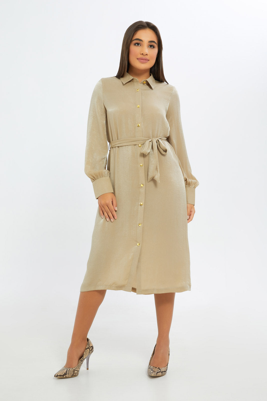Redtag-Women-Satin-Shirt-Dress-Category:Dresses,-Colour:Beige,-Deals:New-In,-Event:RMD,-Filter:Women's-Clothing,-H1:LWR,-H2:LAD,-H3:DRS,-H4:CAD,-New-In-Women-APL,-Non-Sale,-Occasion:Party-Dress,-Promo:RMD,-RMD,-S23C,-Season:S23C,-Section:Women,-Women-DressesDress-Size:Maxi-Dress-Women's-