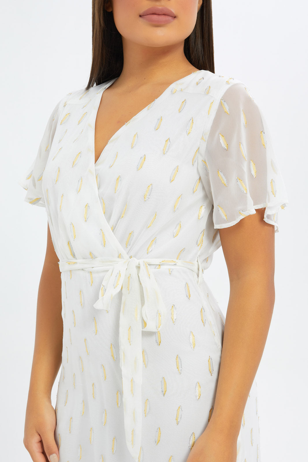 Redtag-Women-White-Metallic-Dobby-Wrap-Dress-Category:Dresses,-Colour:White,-Deals:New-In,-Event:RMD,-Filter:Women's-Clothing,-H1:LWR,-H2:LAD,-H3:DRS,-H4:CAD,-New-In-Women-APL,-Non-Sale,-Occasion:Party-Dress,-Promo:RMD,-RMD,-S23C,-Season:S23C,-Section:Women,-Women-DressesDress-Size:Maxi-Dress-Women's-
