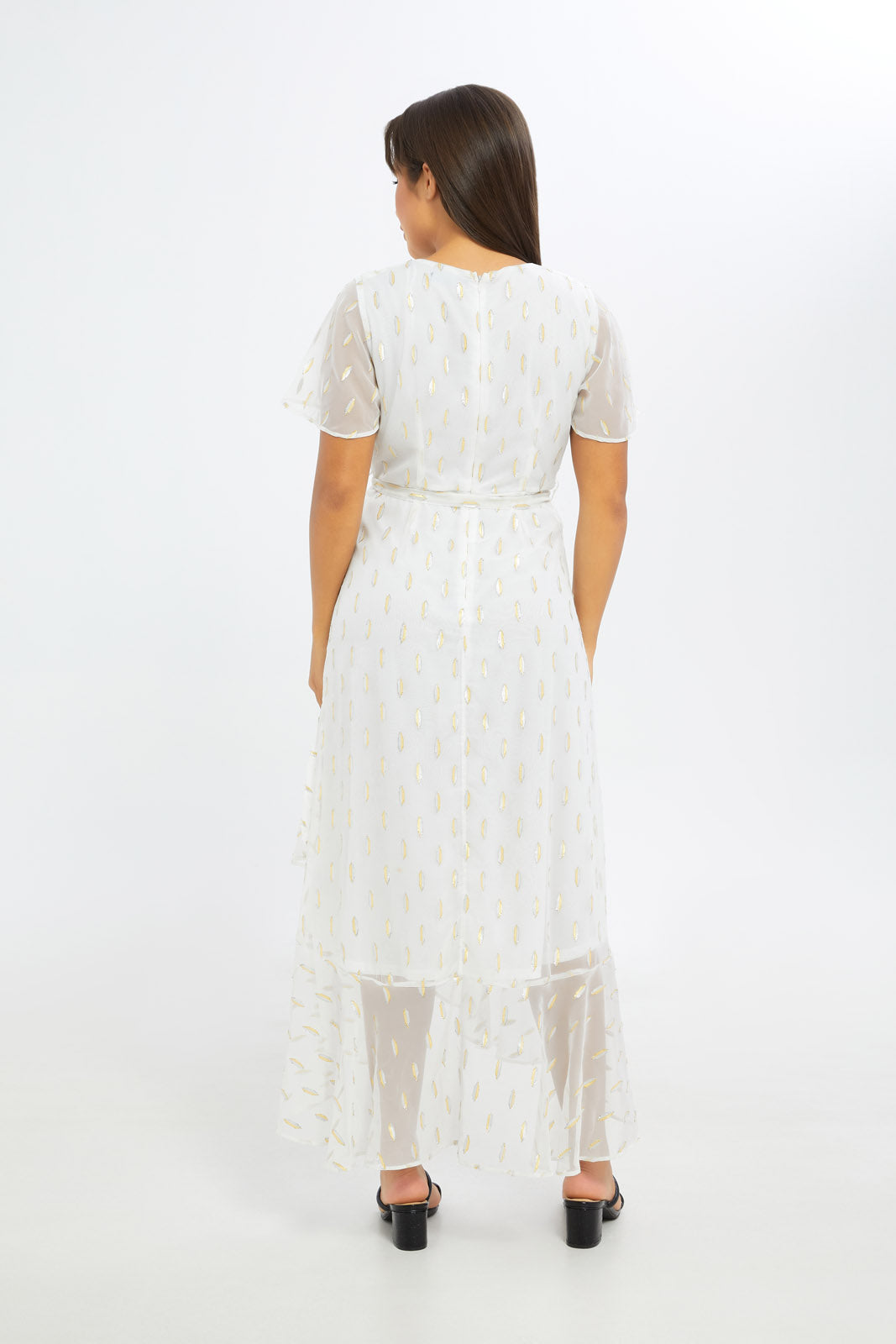 Redtag-Women-White-Metallic-Dobby-Wrap-Dress-Category:Dresses,-Colour:White,-Deals:New-In,-Event:RMD,-Filter:Women's-Clothing,-H1:LWR,-H2:LAD,-H3:DRS,-H4:CAD,-New-In-Women-APL,-Non-Sale,-Occasion:Party-Dress,-Promo:RMD,-RMD,-S23C,-Season:S23C,-Section:Women,-Women-DressesDress-Size:Maxi-Dress-Women's-