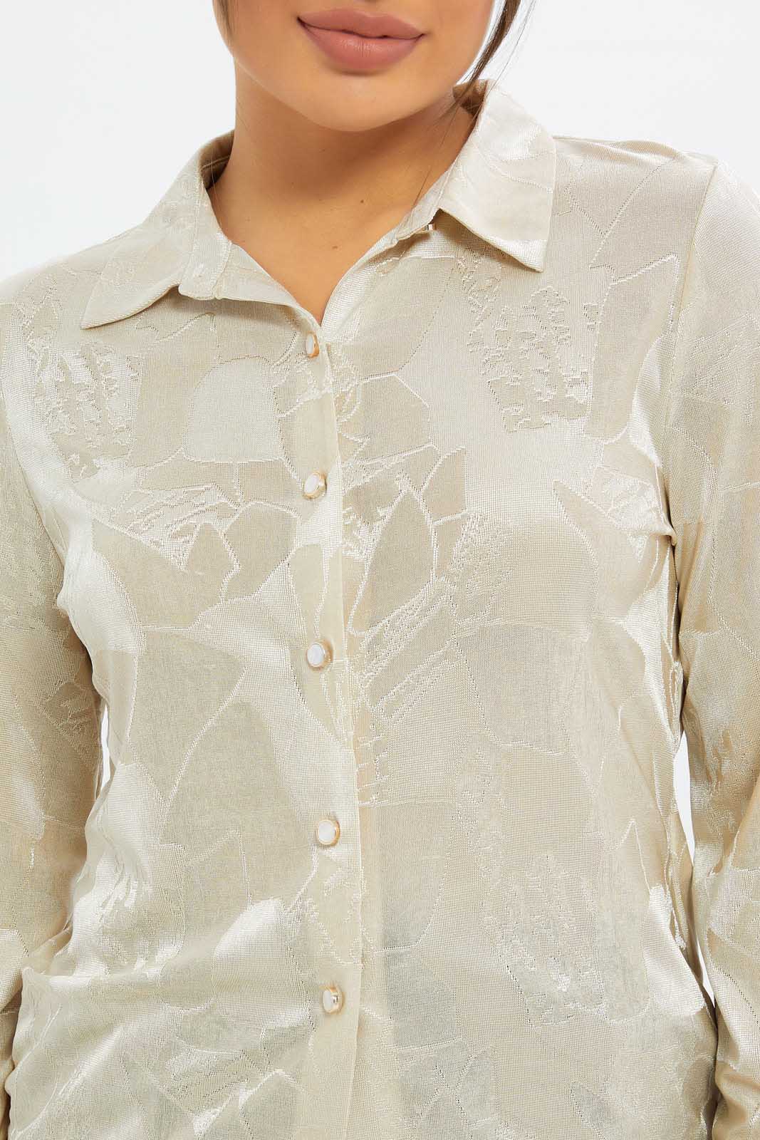 Redtag-Women-Jacqaurd-Shirt-Category:Tops,-Colour:Beige,-Deals:New-In,-Event:RMD,-Filter:Women's-Clothing,-H1:LWR,-H2:LAD,-H3:JYT,-H4:FJT,-New-In-Women-APL,-Non-Sale,-Promo:RMD,-RMD,-S23C,-Season:S23C,-Section:Women,-Women-Tops-Women's-