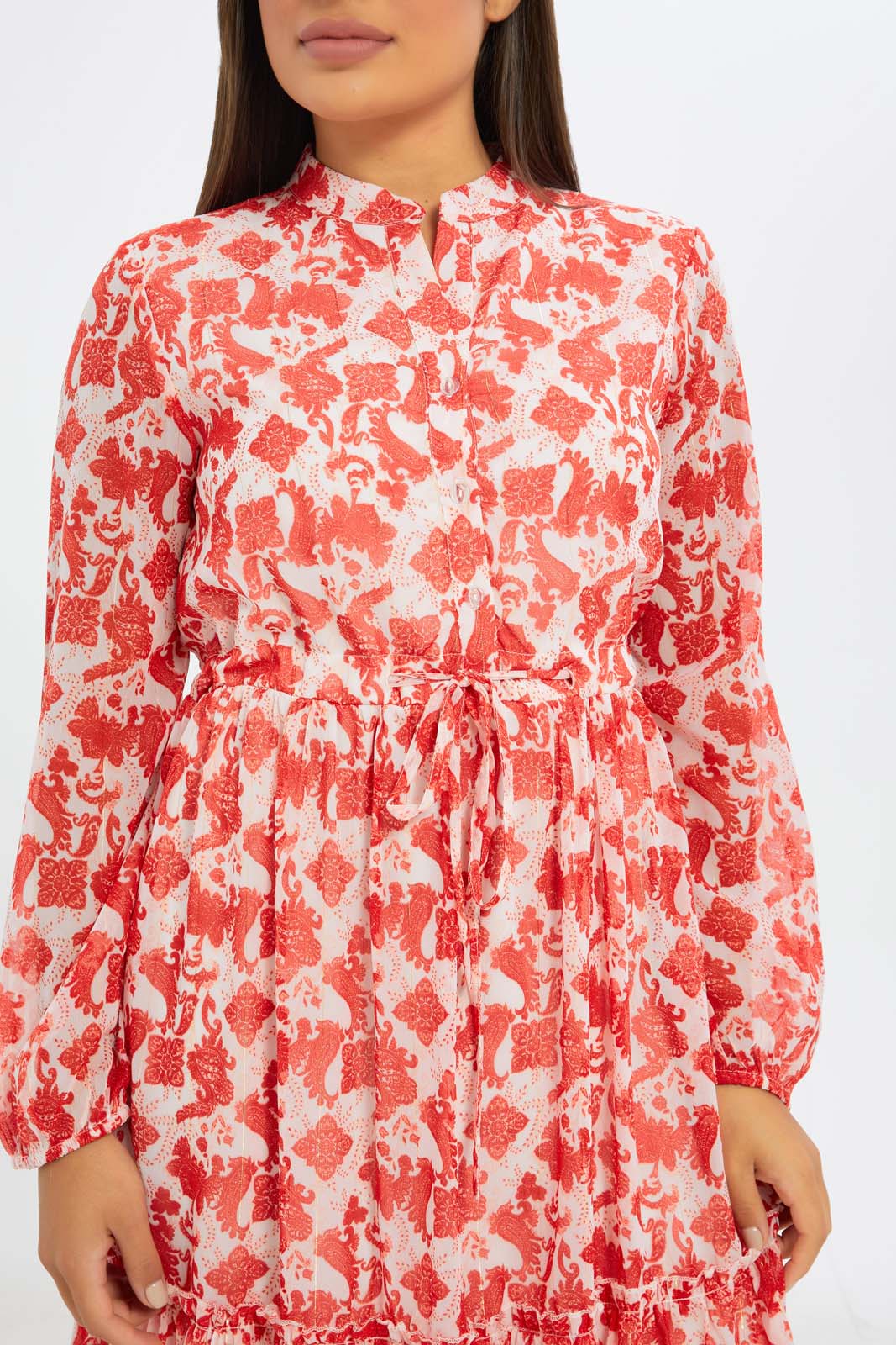 Redtag-Women-Printed-Metallic-Tiered-Dress-Category:Dresses,-Colour:Assorted,-Deals:New-In,-Event:RMD,-Filter:Women's-Clothing,-H1:LWR,-H2:LAD,-H3:DRS,-H4:CAD,-New-In-Women-APL,-Non-Sale,-Occasion:Party-Dress,-Promo:RMD,-RMD,-S23B,-Season:S23C,-Section:Women,-Women-DressesDress-Size:Maxi-Dress-Women's-